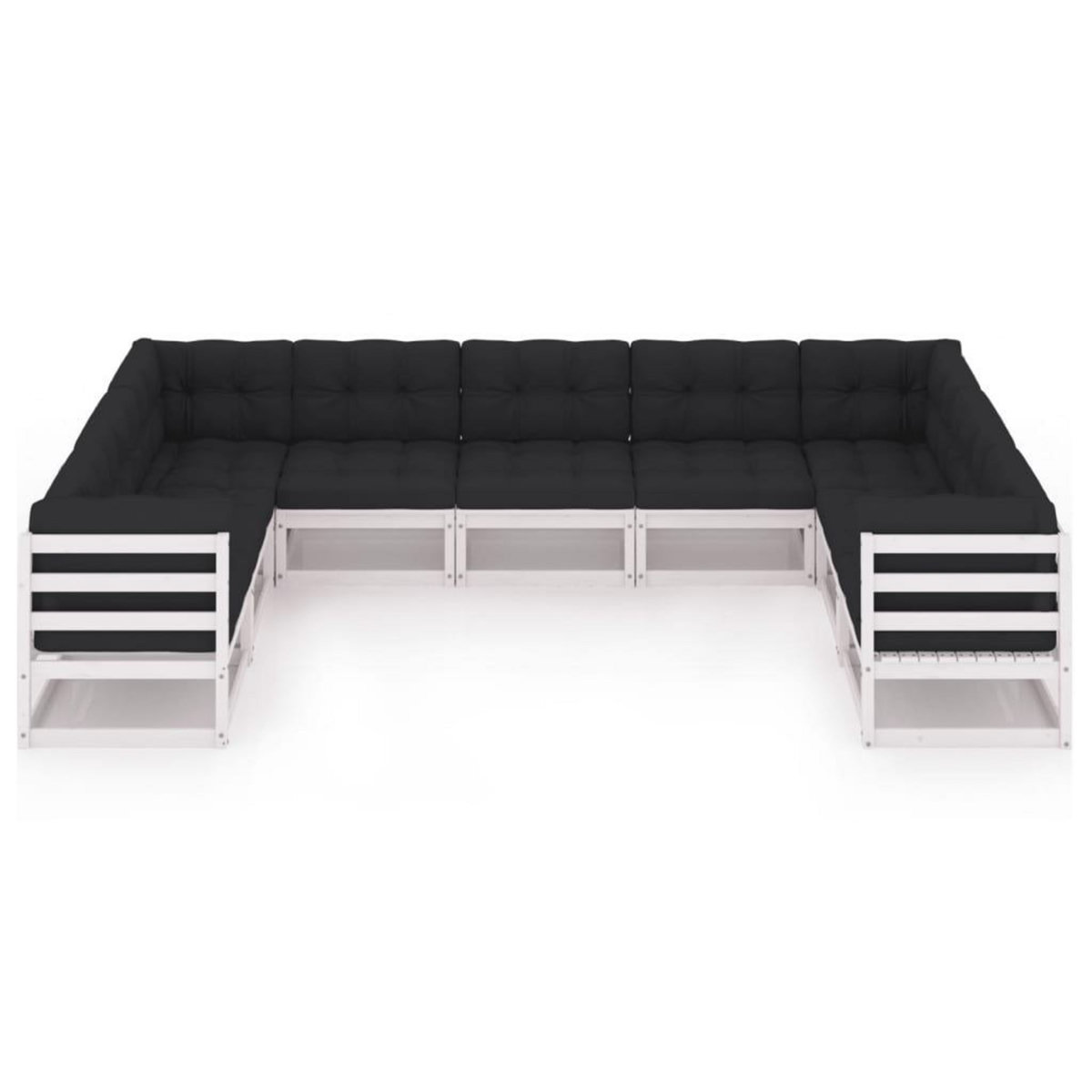 VIDAXL Salon de jardin 9 pcs avec coussins Blanc Bois de pin massif
