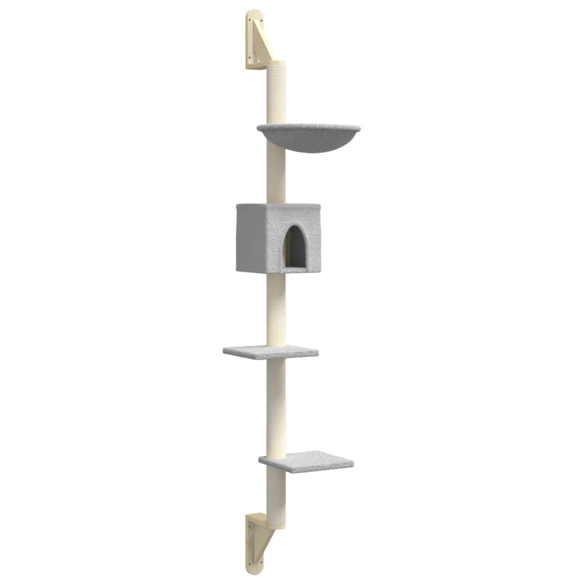 Voir la diapositive 2 : VIDAXL Arbre a chat mural avec griffoir gris clair 187 cm