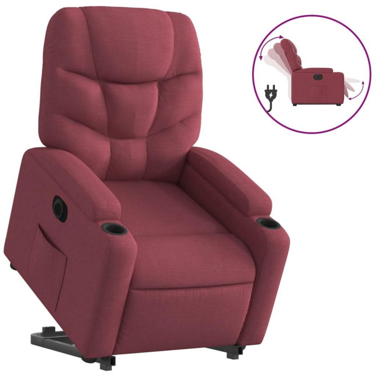 VIDAXL Fauteuil inclinable electrique rouge bordeaux tissu