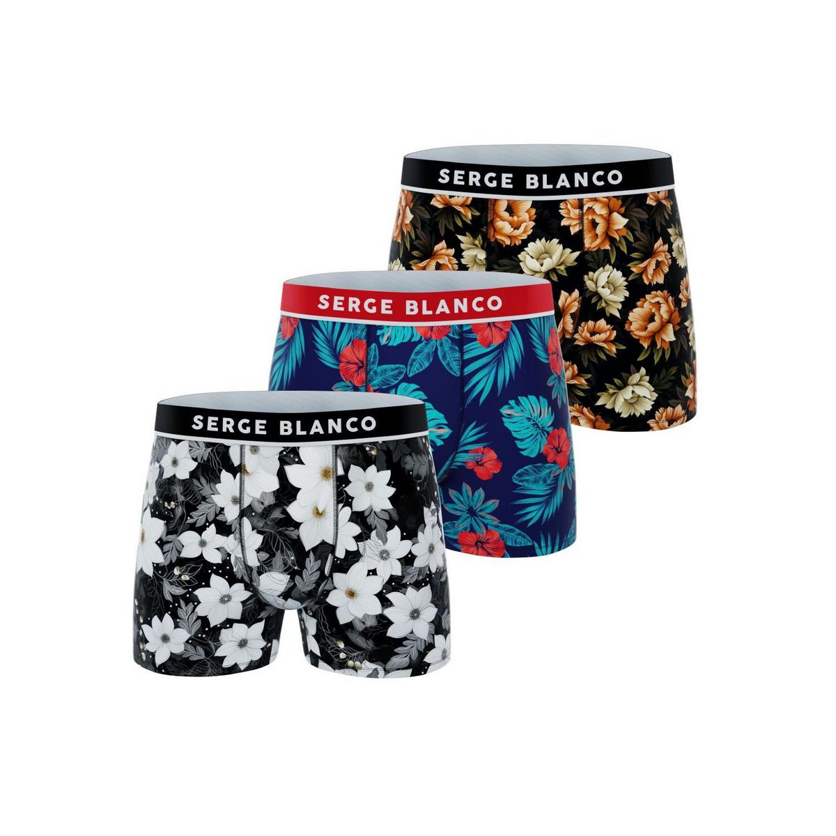 SERGE BLANCO Lot de 3 boxers homme Sublimation