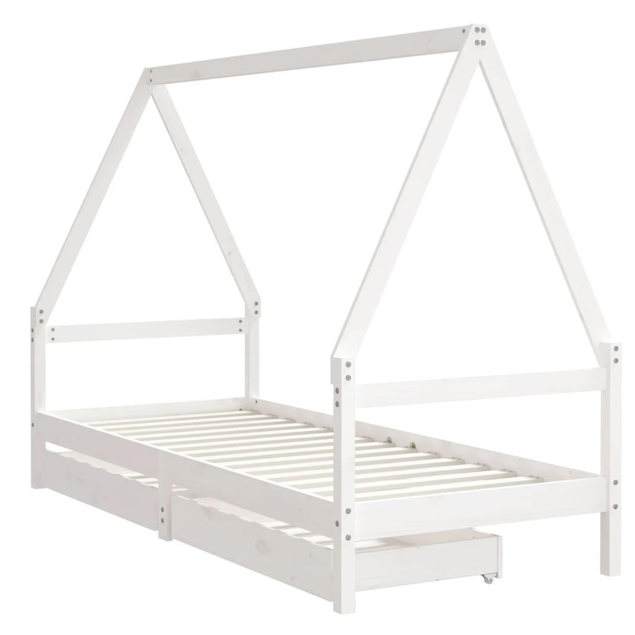 Voir la diapositive 3 : VIDAXL Cadre de lit enfant tiroirs blanc 90x200 cm bois de pin massif