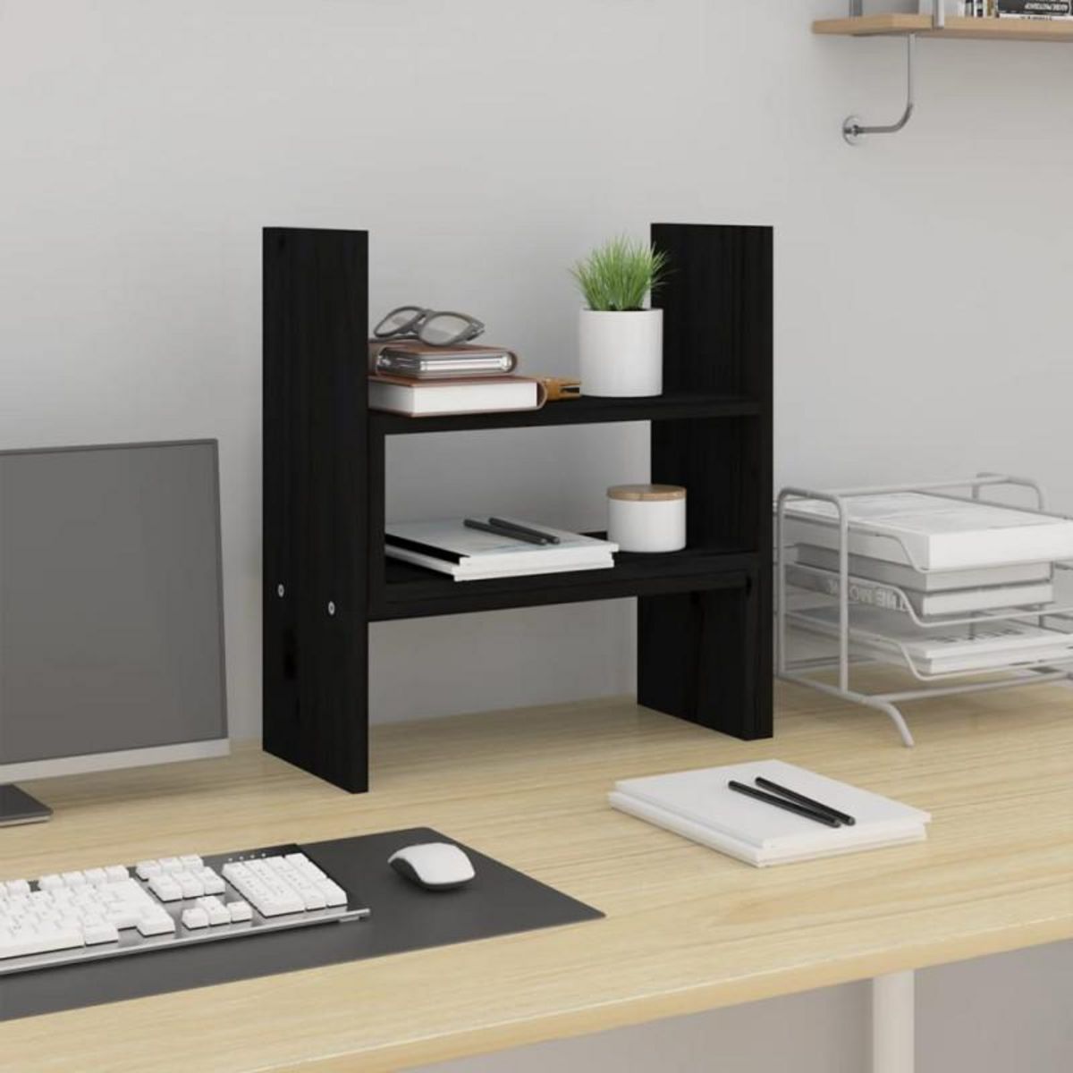 VIDAXL Support pour moniteur Noir (39 72)x17x43 cm Bois de pin solide