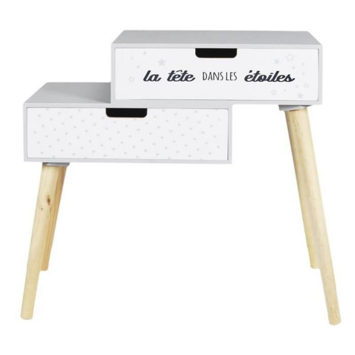 Paris Prix Table de Chevet Enfant  Étoiles  54cm Gris