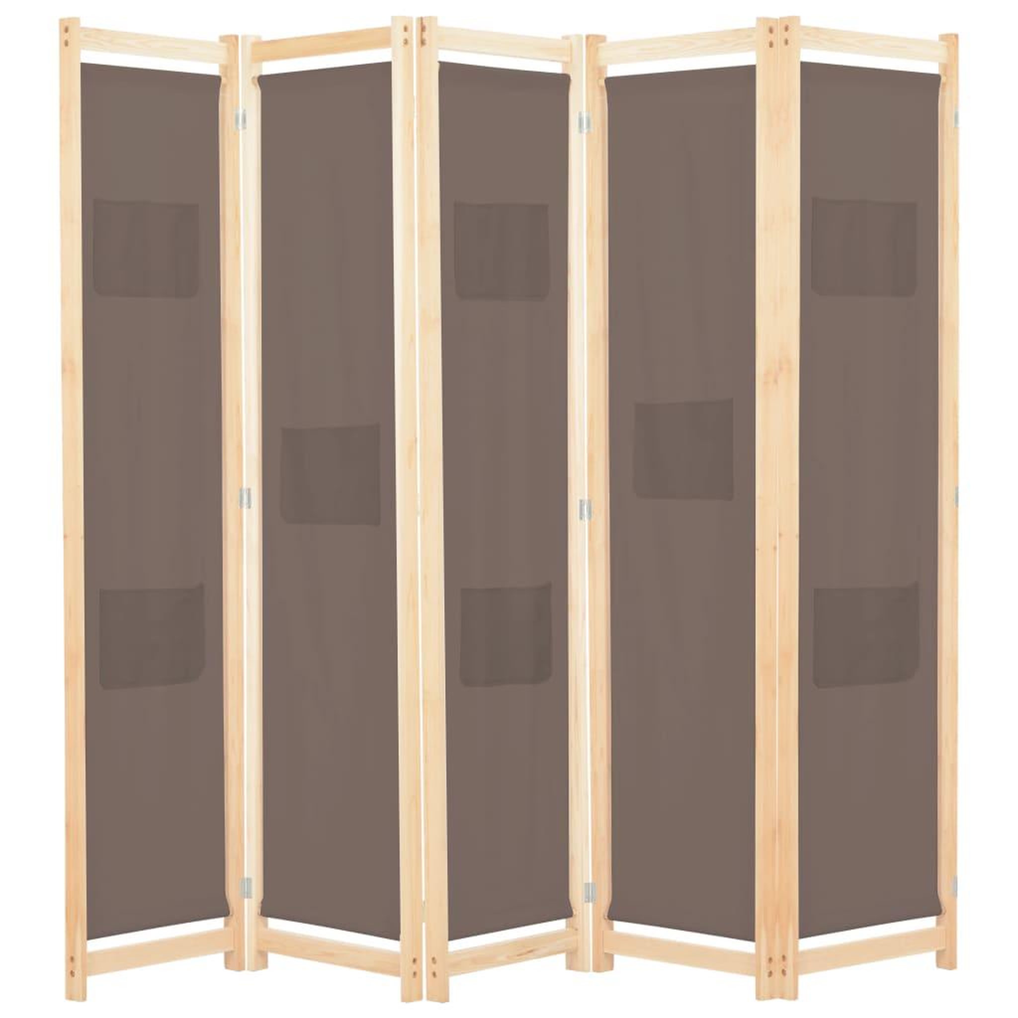 Voir la diapositive 1 : VIDAXL Cloison de separation 5 panneaux Marron 200 x 170 x 4 cm Tissu