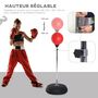 Voir la diapositive 4 : HOMCOM Punching ball sur pied réglable en hauteur 126-144 cm avec gants, pompe et base de lestage rouge
