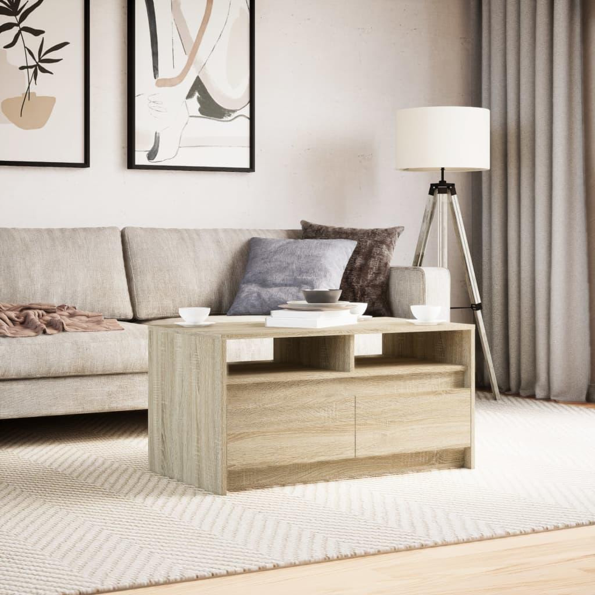 Voir la diapositive 4 : VIDAXL Table basse avec lumieres LED chene sonoma bois d'ingenierie