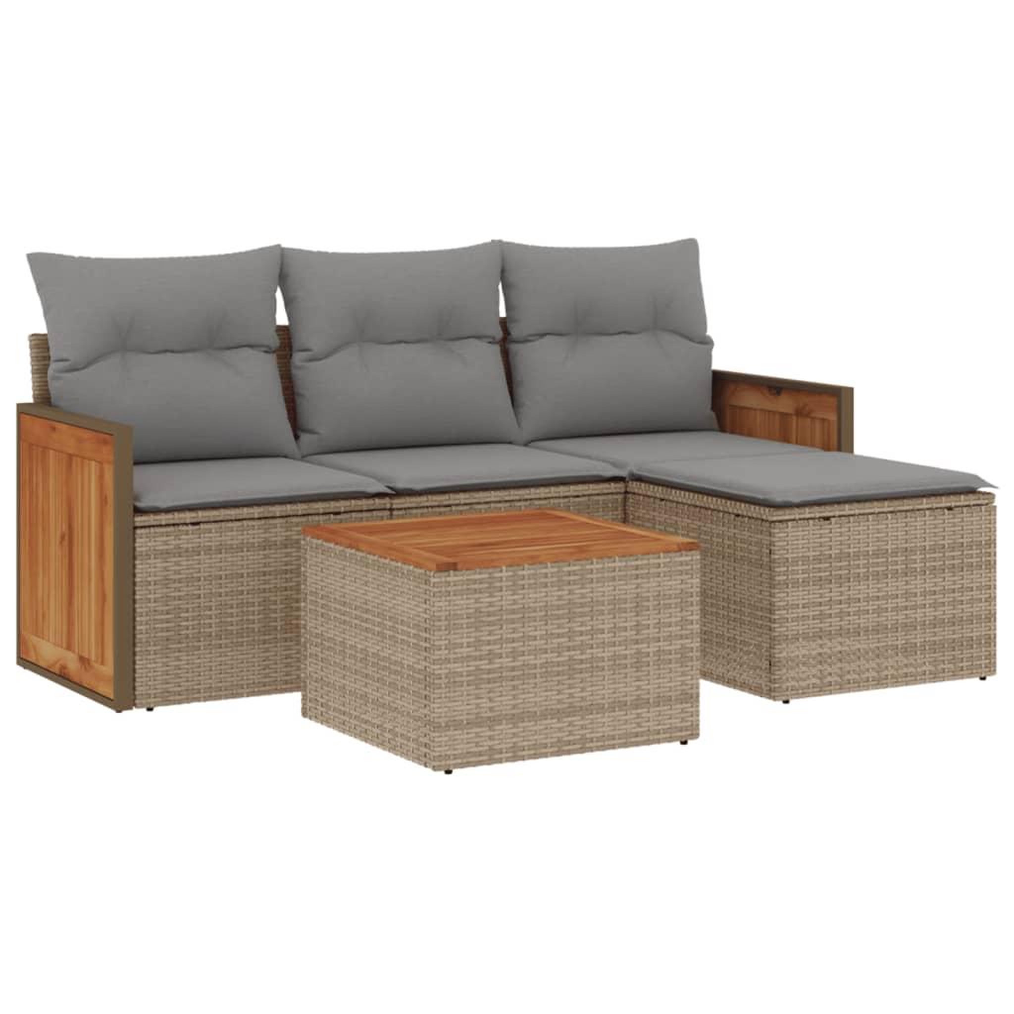 Voir la diapositive 2 : VIDAXL Salon de jardin avec coussins 5 pcs beige resine tressee