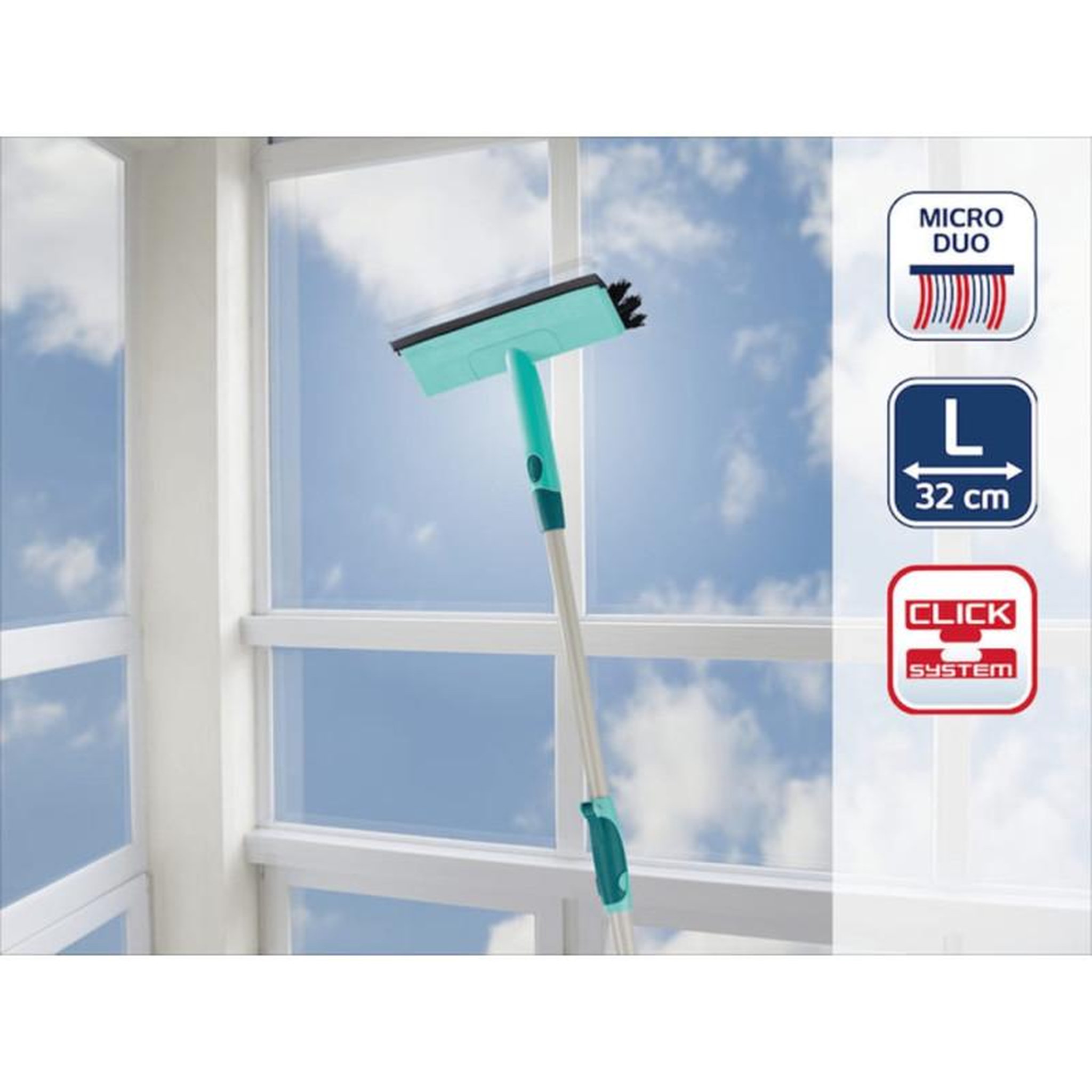 Leifheit Leifheit Brosse de nettoyage de vitres manche télescopique 28 cm 51104