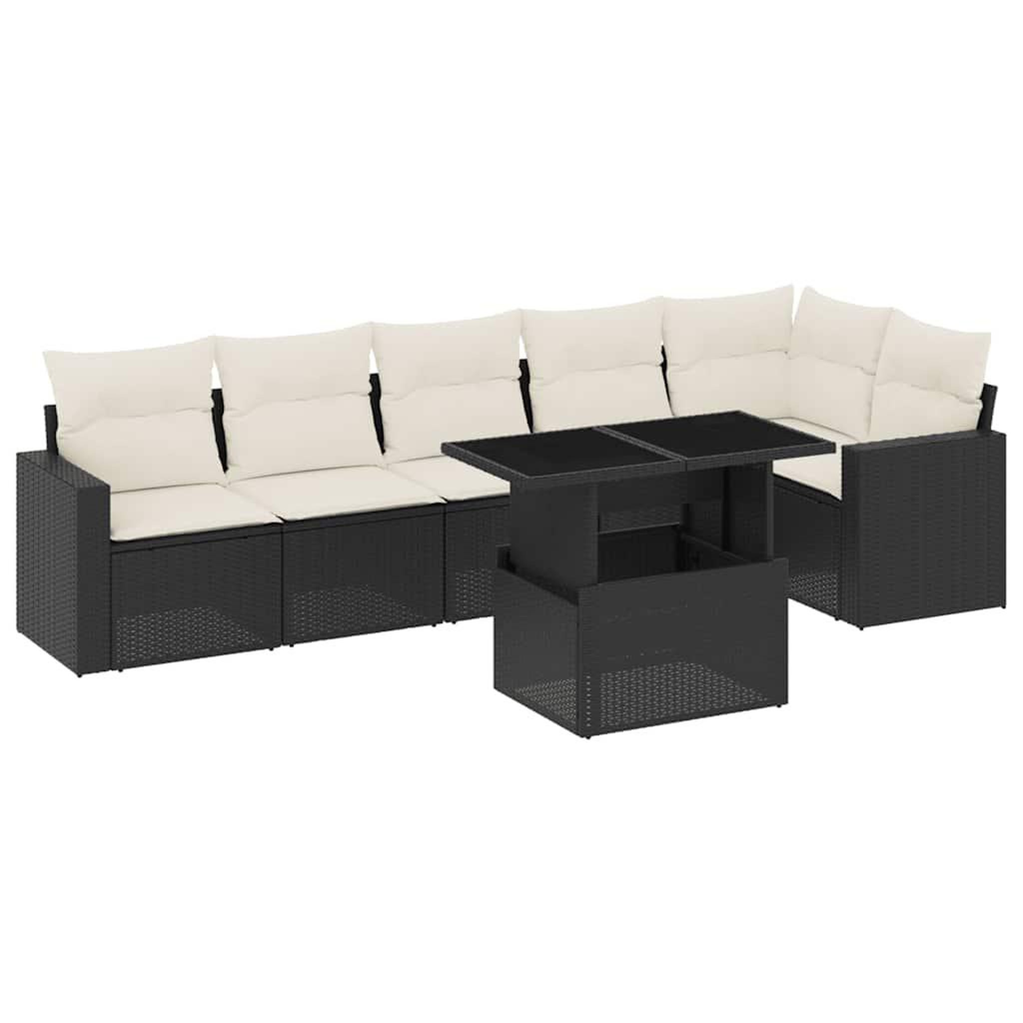 Voir la diapositive 2 : VIDAXL Salon de jardin 7 pcs avec coussins noir resine tressee