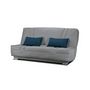 Voir la diapositive 3 : GRUHIER COMFORT BULTEX Banquette clic-clac - 3 places - Tissu gris + Coussins deco bleu - L193 x