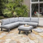 DCB GARDEN Salon bas de jardin en angle - 5/6 places - Aluminium - Anthracite
