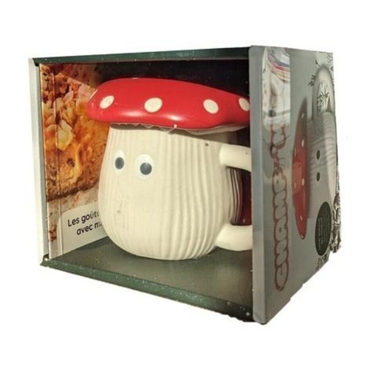 CHAMPI'MUG. COFFRET AVEC 1 MUG CHAMPIGNON ET SON COUVERCLE EN CERAMIQUE ET UN LIVRET LES GOUTERS AUTOMNE/HIVER AVEC MON CHAMPI'MUG, Marçaillan Florent