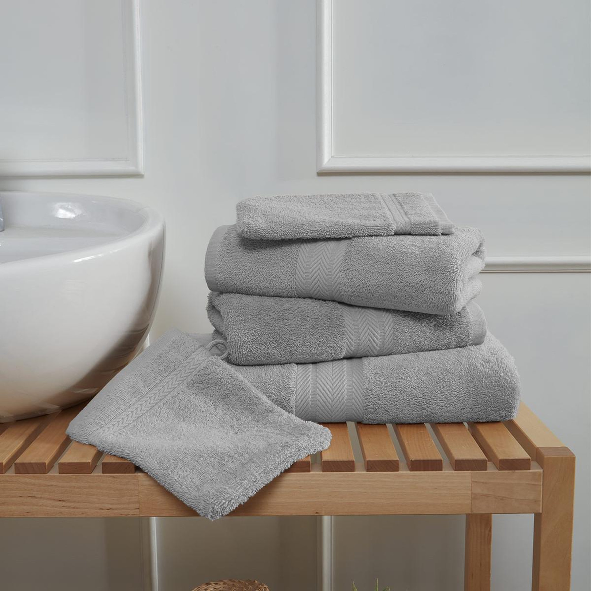 Voir la diapositive 5 : Sensei Maison Ensemble de bain 5 pièces (1 drap de bain + 2 serviettes de toilette + 2 gants) LUXURY