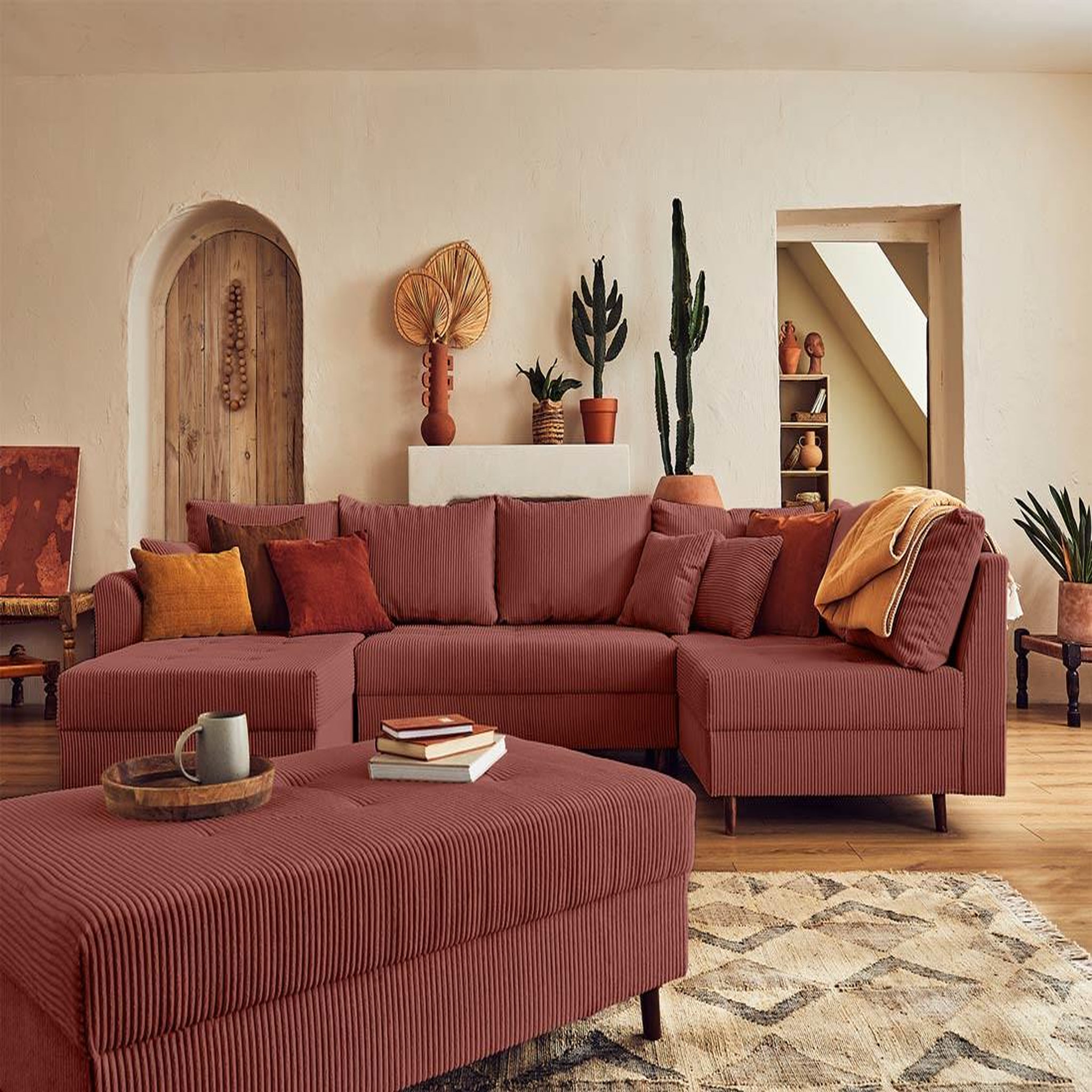 Voir la diapositive 3 : LISA DESIGN Rune - pouf modulable - en velours côtelé