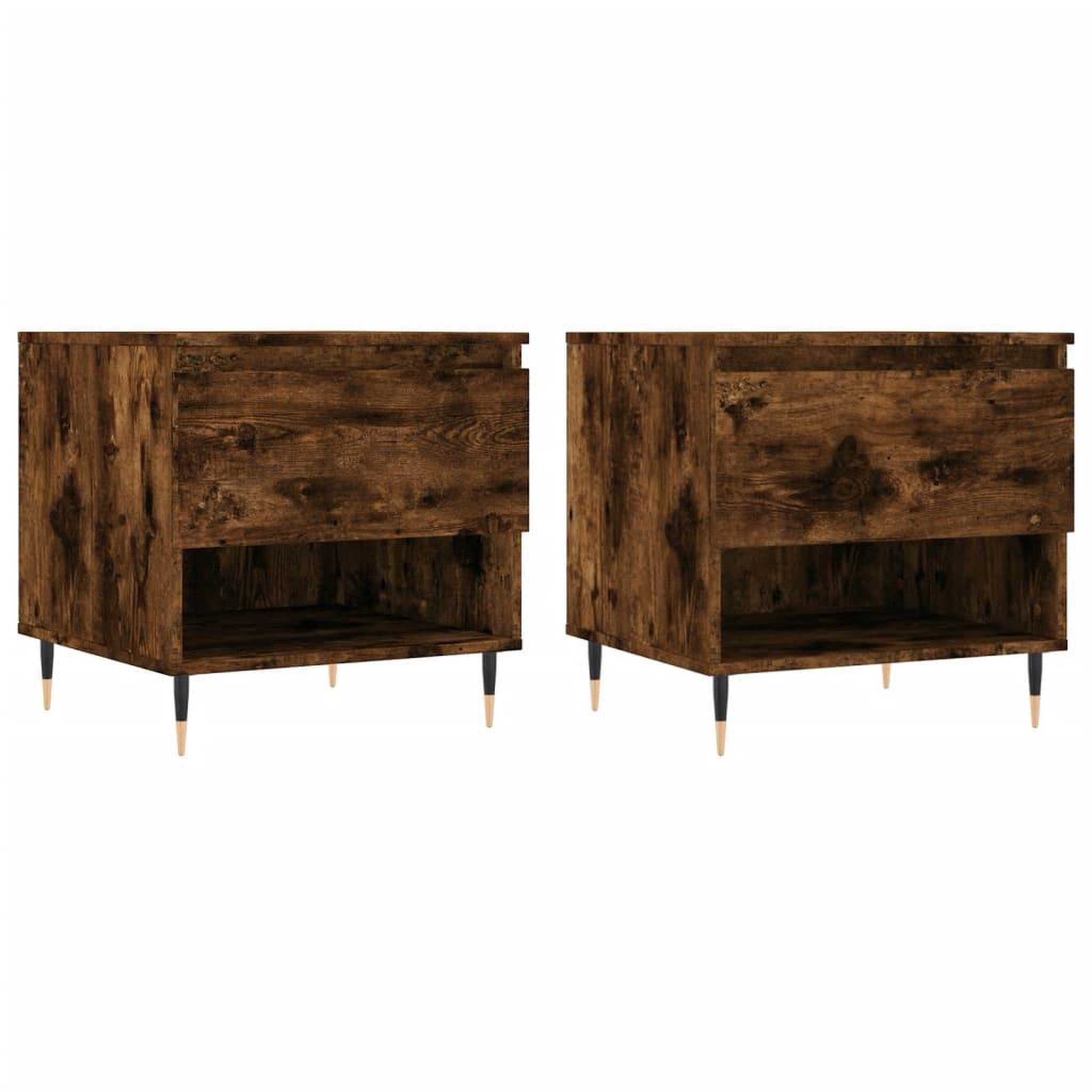 Voir la diapositive 2 : VIDAXL Tables basses 2 pcs chene fume 50x46x50 cm bois d'ingenierie