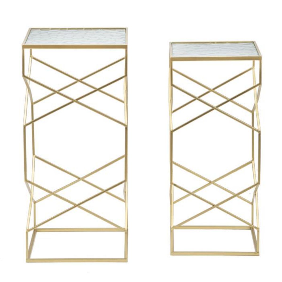 Paris Prix Lot de 2 Tables d'Appoint Design  Glassy  68cm Or