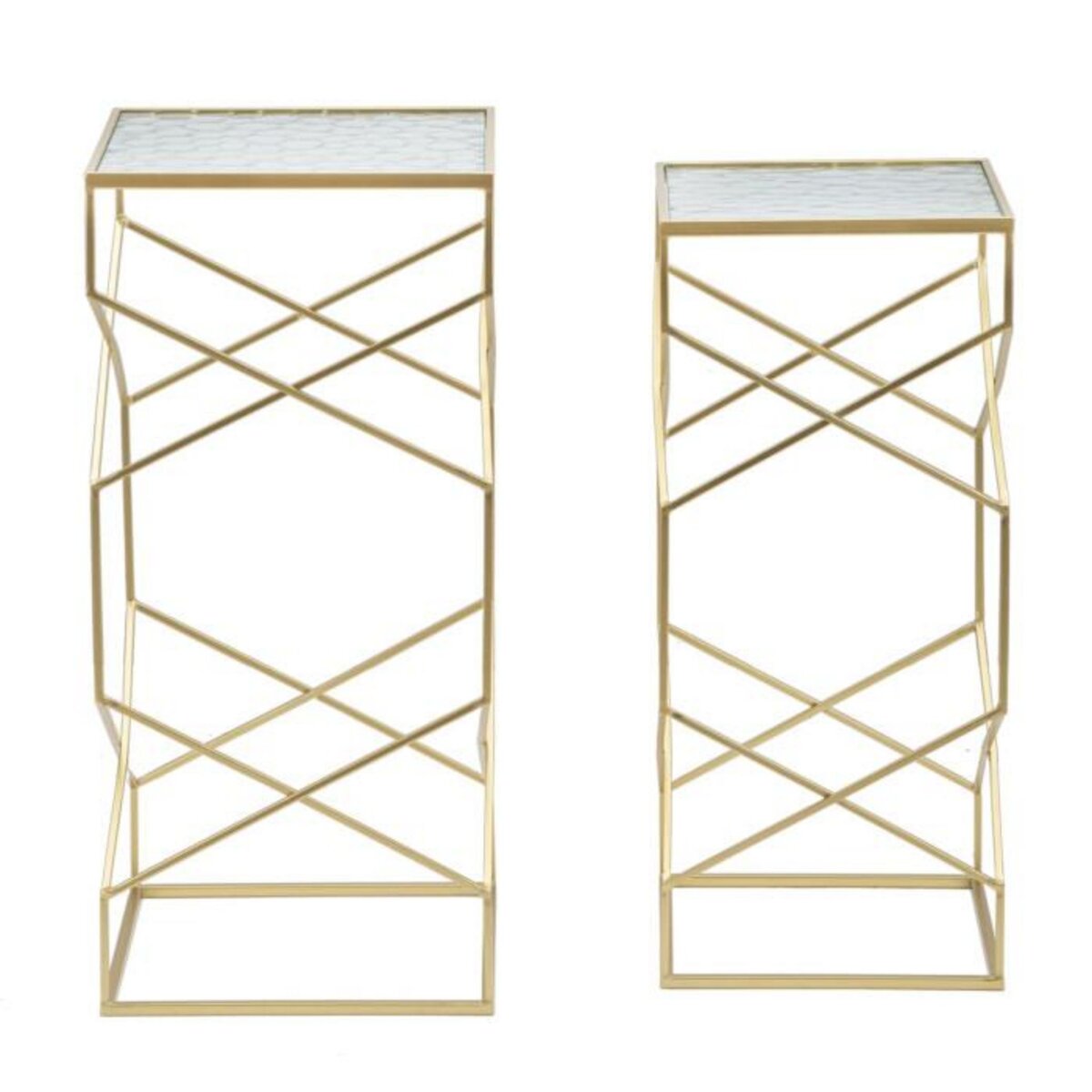 Paris Prix Lot de 2 Tables d'Appoint Design  Glassy  68cm Or