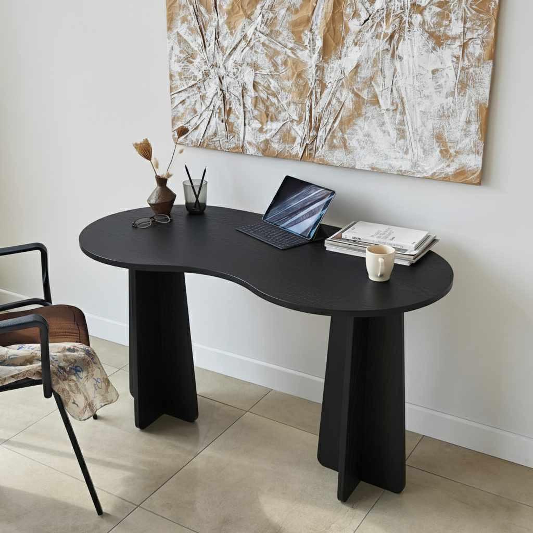 Voir la diapositive 2 : Habitat et Jardin Bureau en bois  infini  120 x 60 x 75 cm - noir