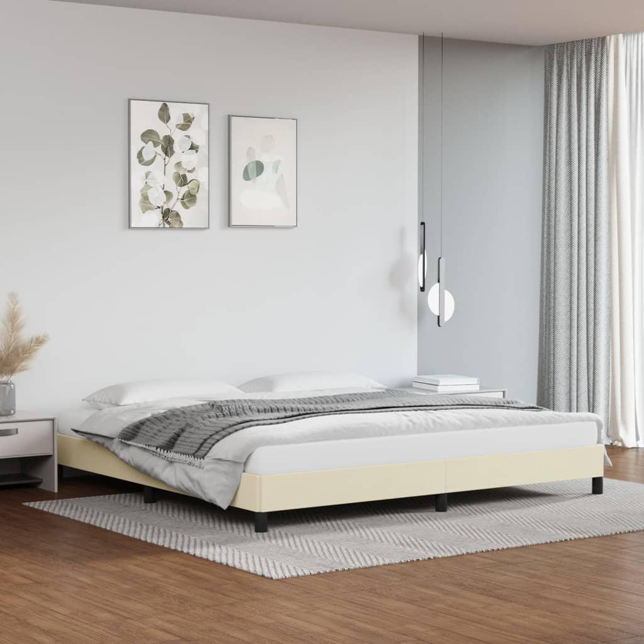 Voir la diapositive 1 : VIDAXL Cadre de lit sans matelas creme 200x200 cm similicuir