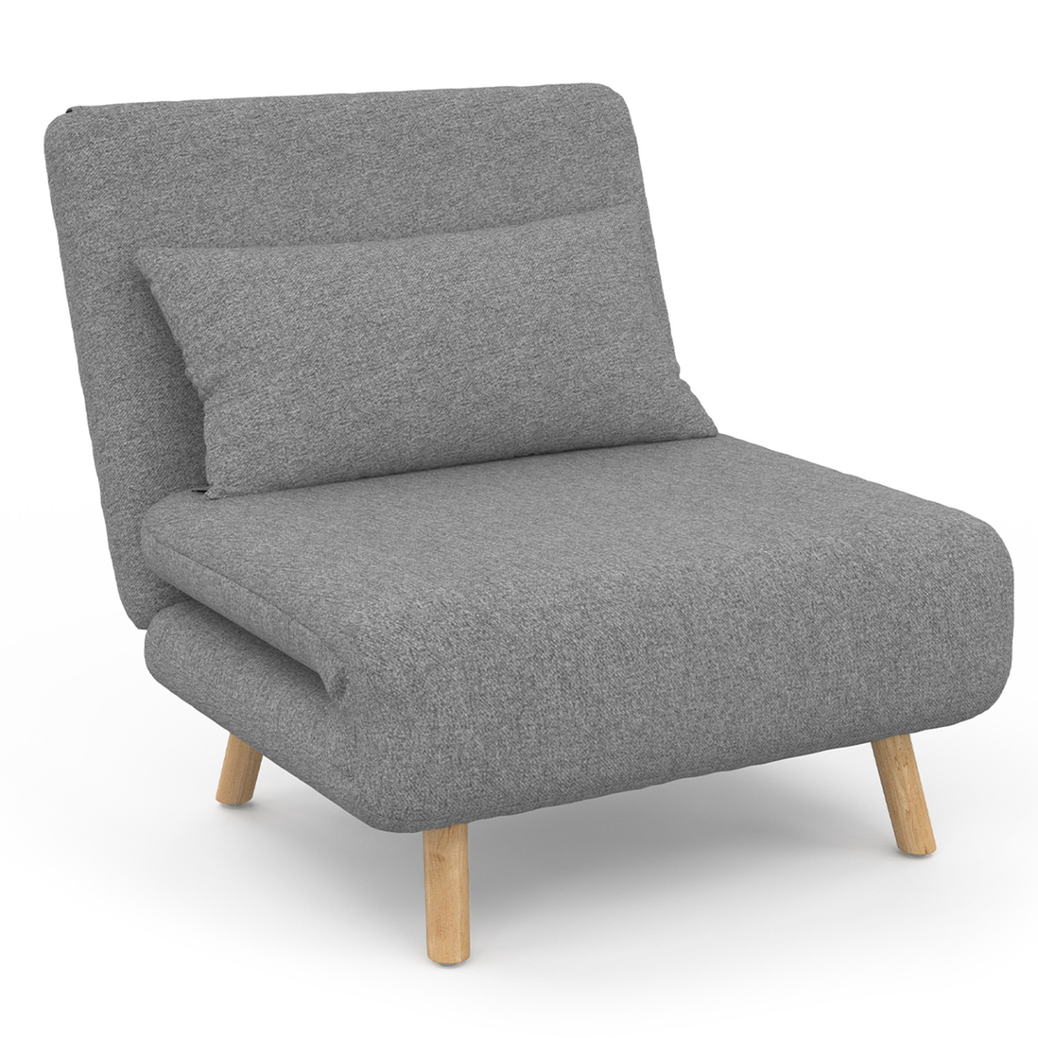 ID MARKET Fauteuil convertible romeo lit d'appoint 1 place 80x190 cm tissu gris clair