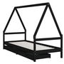 Voir la diapositive 3 : VIDAXL Cadre de lit enfant avec tiroirs noir 90x200 cm bois pin massif