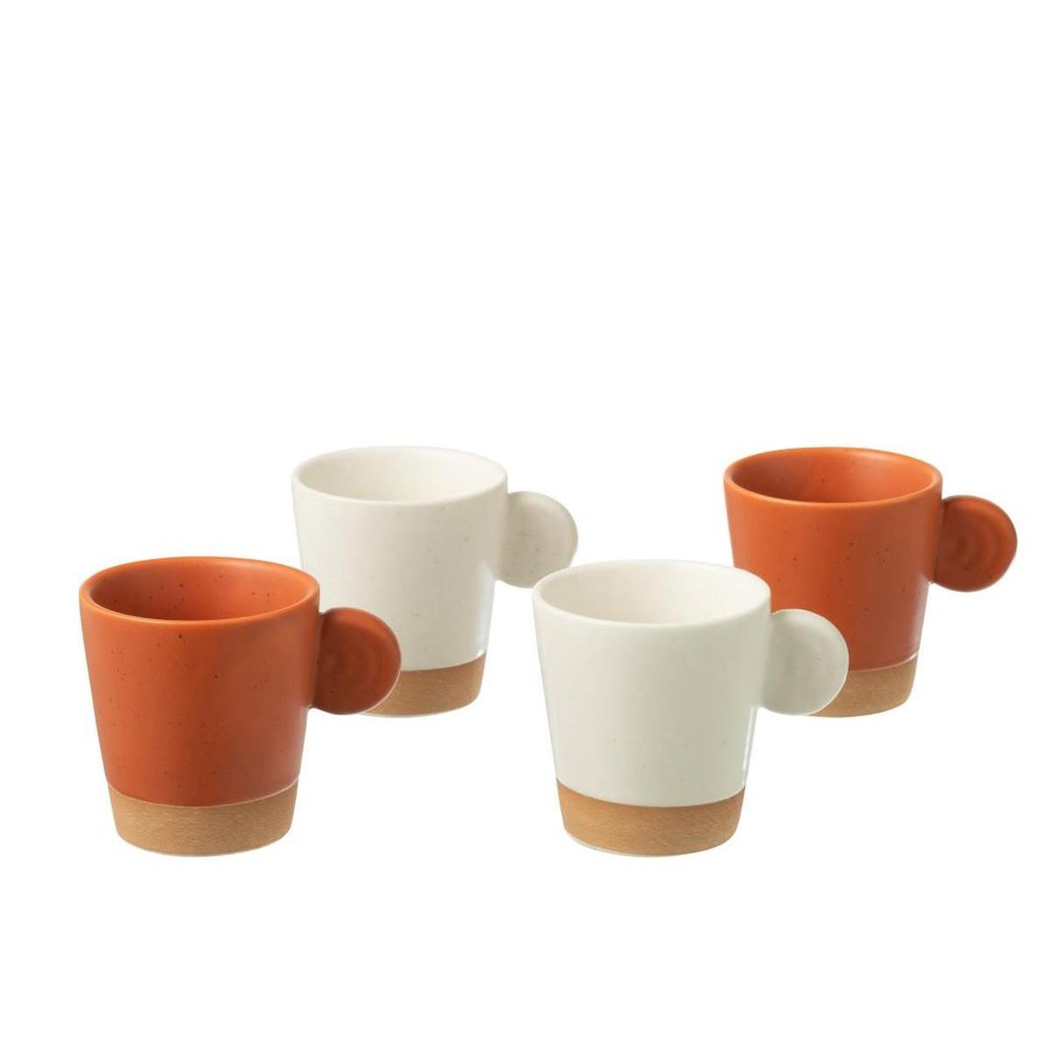 Voir la diapositive 3 : J-LINE Lot de 4 tasses à café  avery  7,5cl orange & blanc