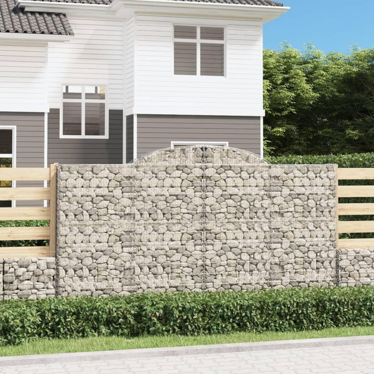 VIDAXL Paniers a gabions arques 7 pcs 300x50x160/180 cm fer galvanise