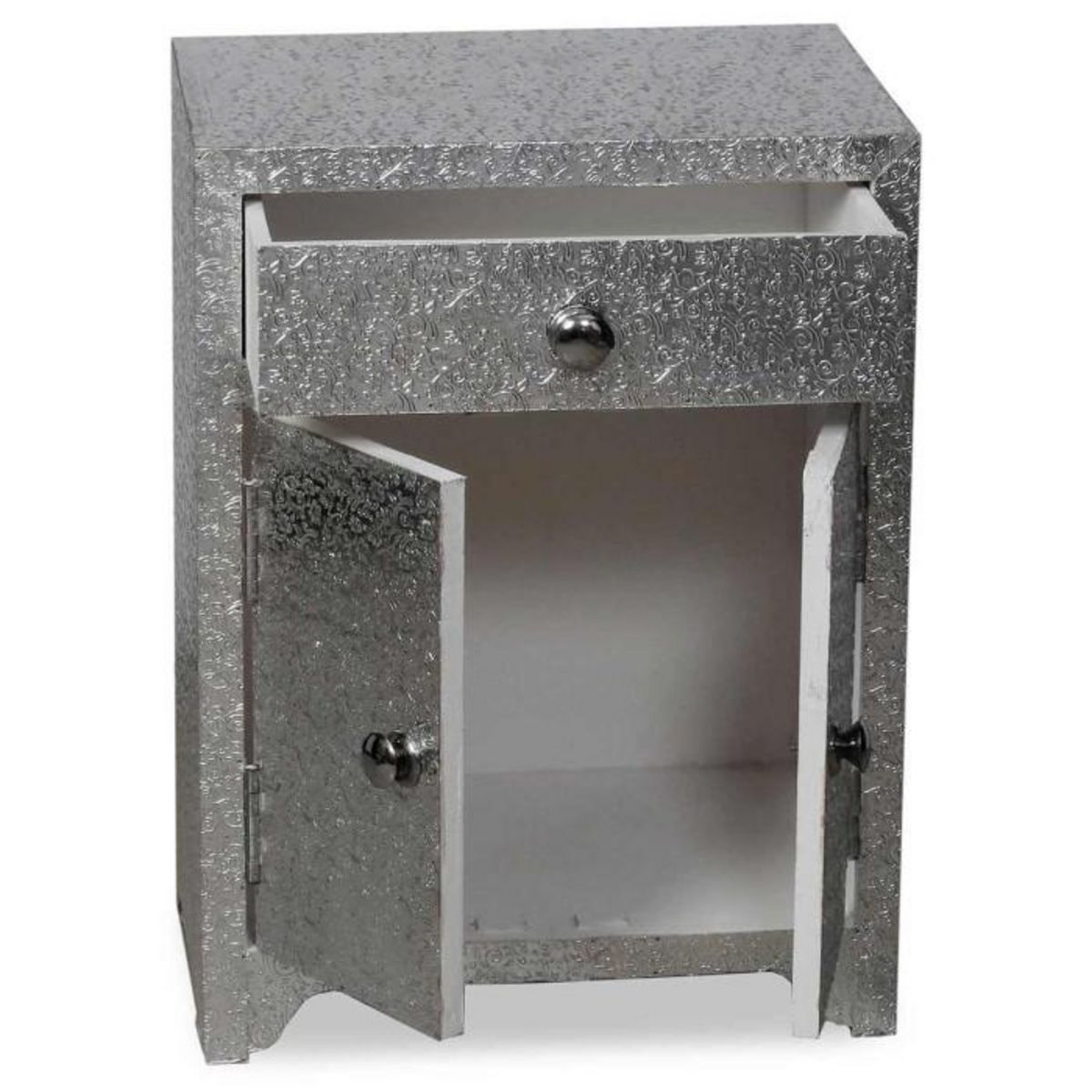 Paris Prix Table de Chevet 1 Tiroir  Tiko  61cm Argent