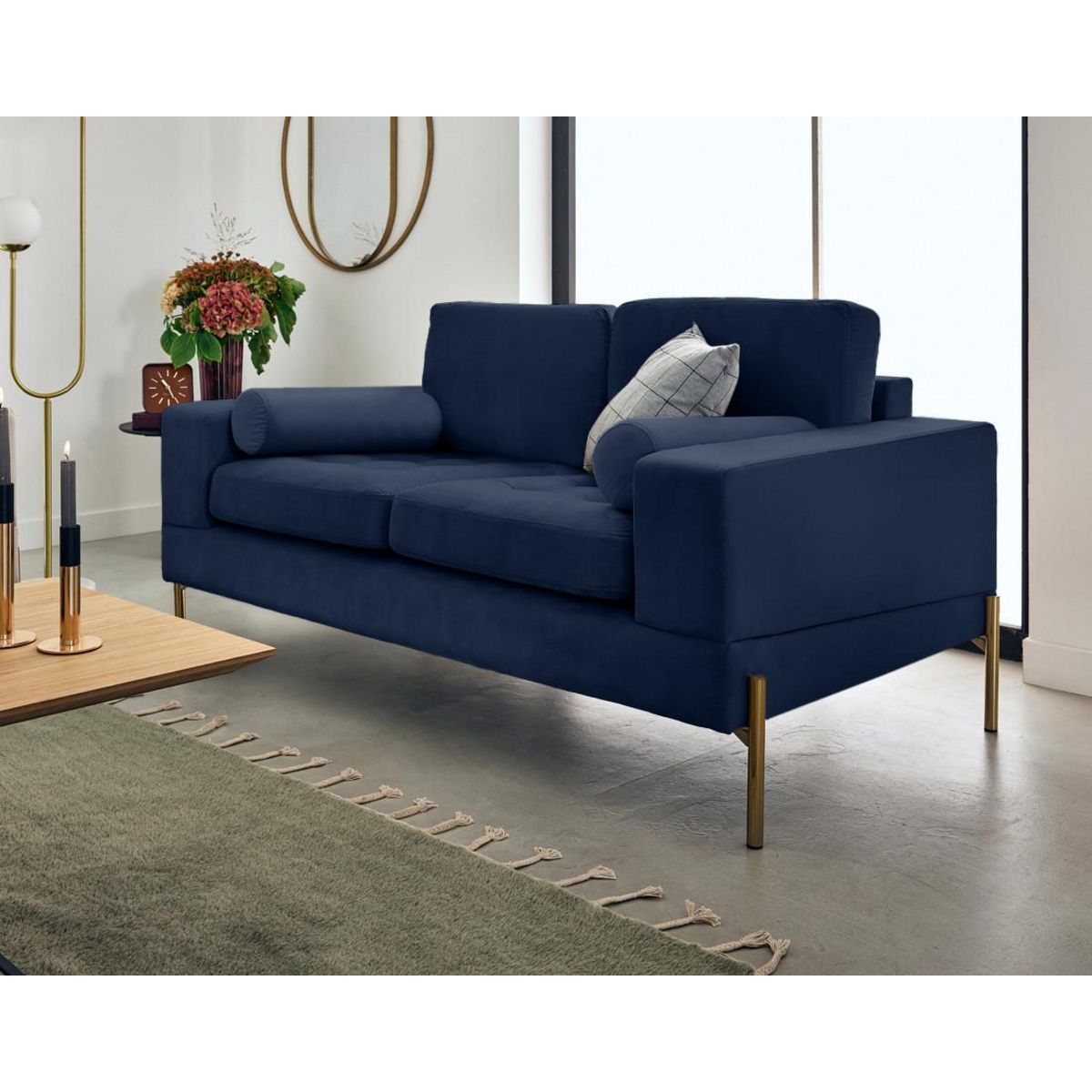 LISA DESIGN Isaure - canapé droit 2 places en velours