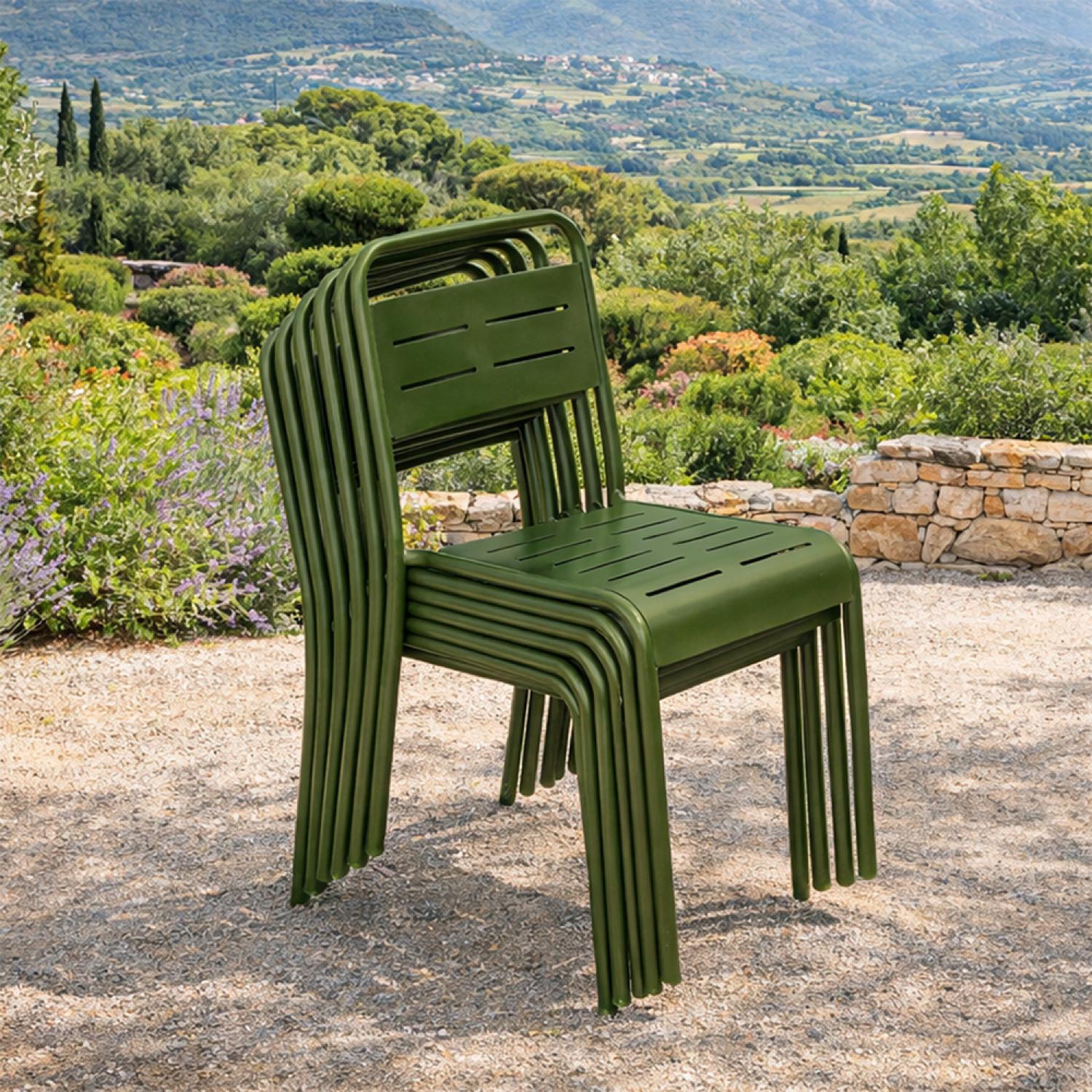 Voir la diapositive 6 : CONCEPT USINE Lot de 6 chaises de jardin empilables vertes bergame