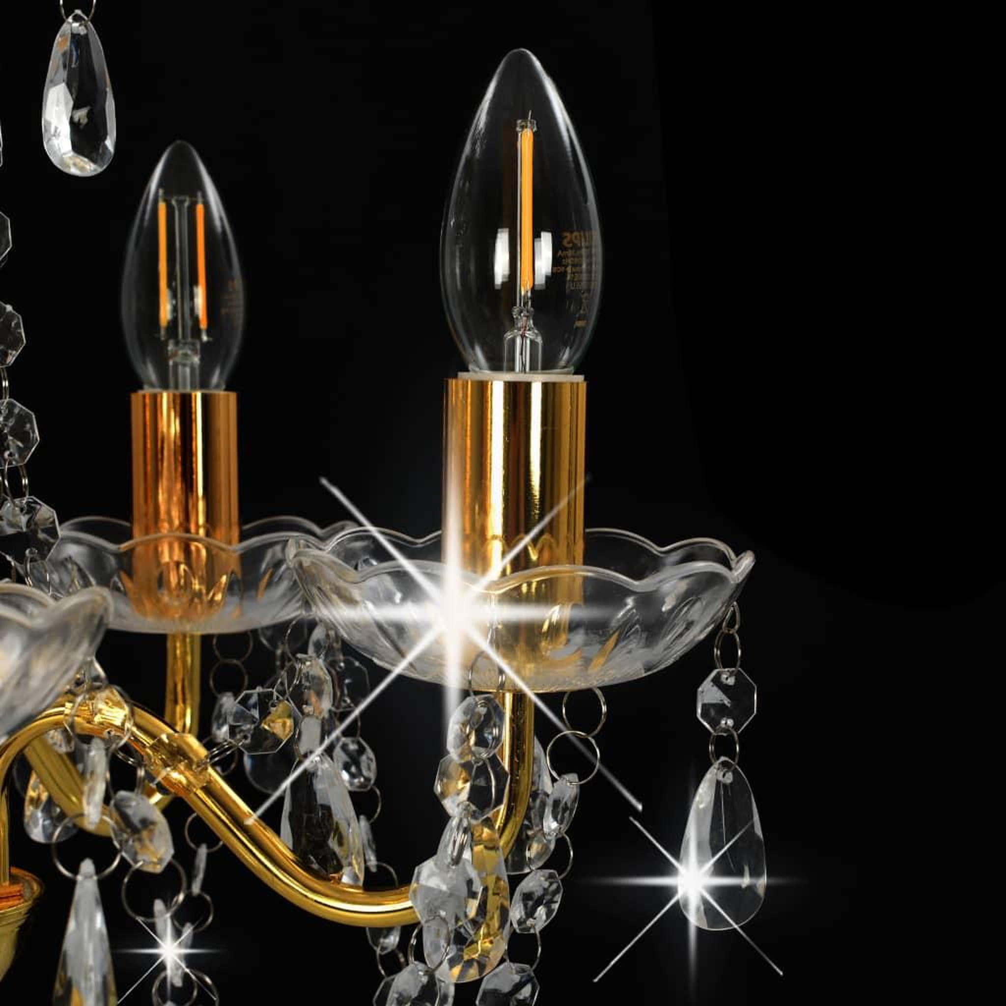 Voir la diapositive 5 : VIDAXL Lustre avec perles de cristal Dore Rond 5 x E14