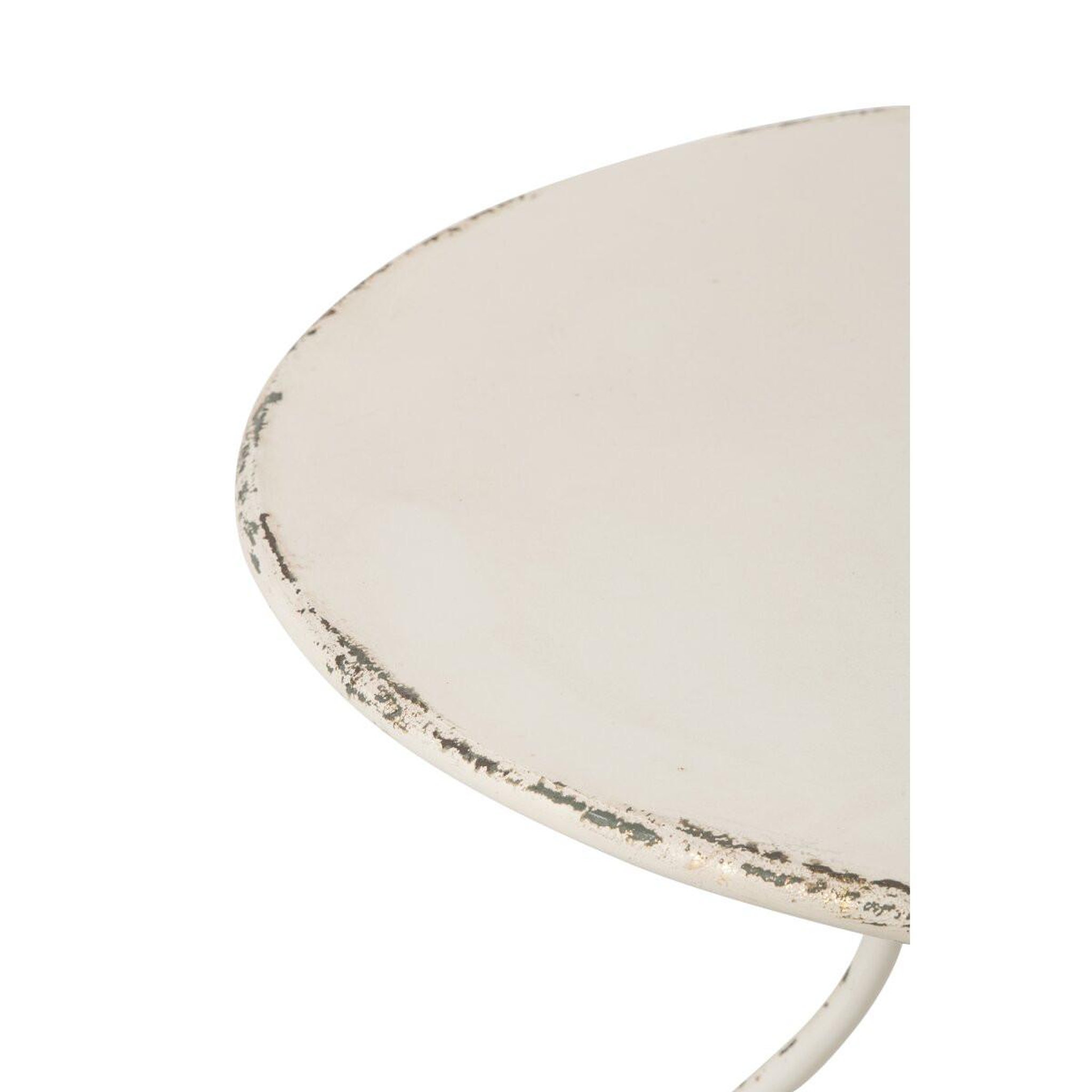 Voir la diapositive 2 : J-LINE Table de Jardin en Métal  Fabien  76cm Blanc Cassé