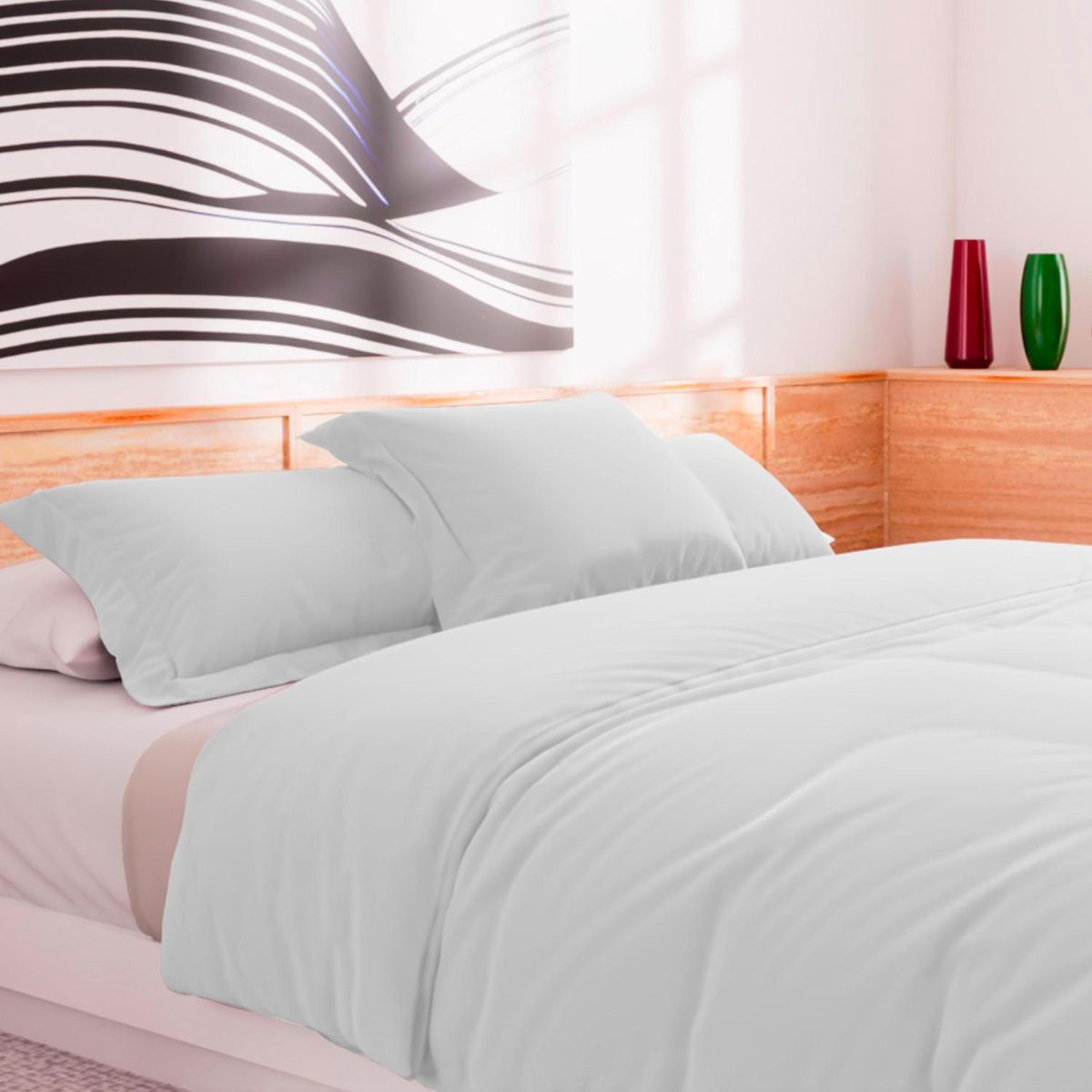 SOLEIL D'OCRE Housse de couette en coton 57 fils UNI, par Soleil d'Ocre