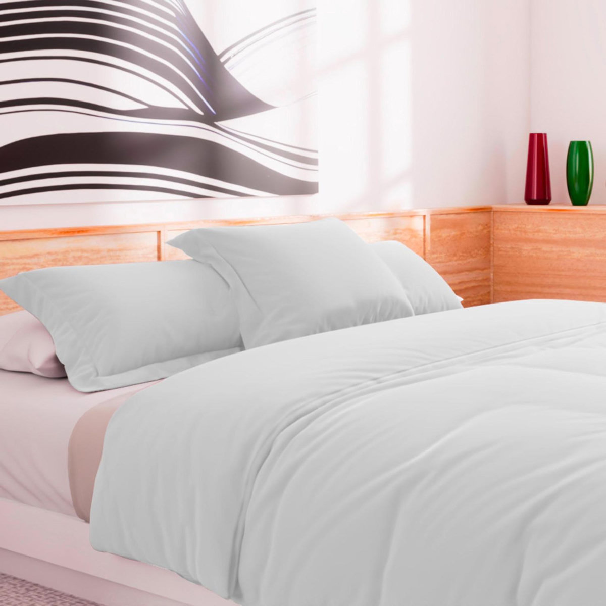 SOLEIL D'OCRE Housse de couette en coton 57 fils UNI, par Soleil d'Ocre