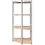 Voir la diapositive 5 : VIDAXL Etagere d'angle a 4 niveaux Argente Acier et bois d'ingenierie