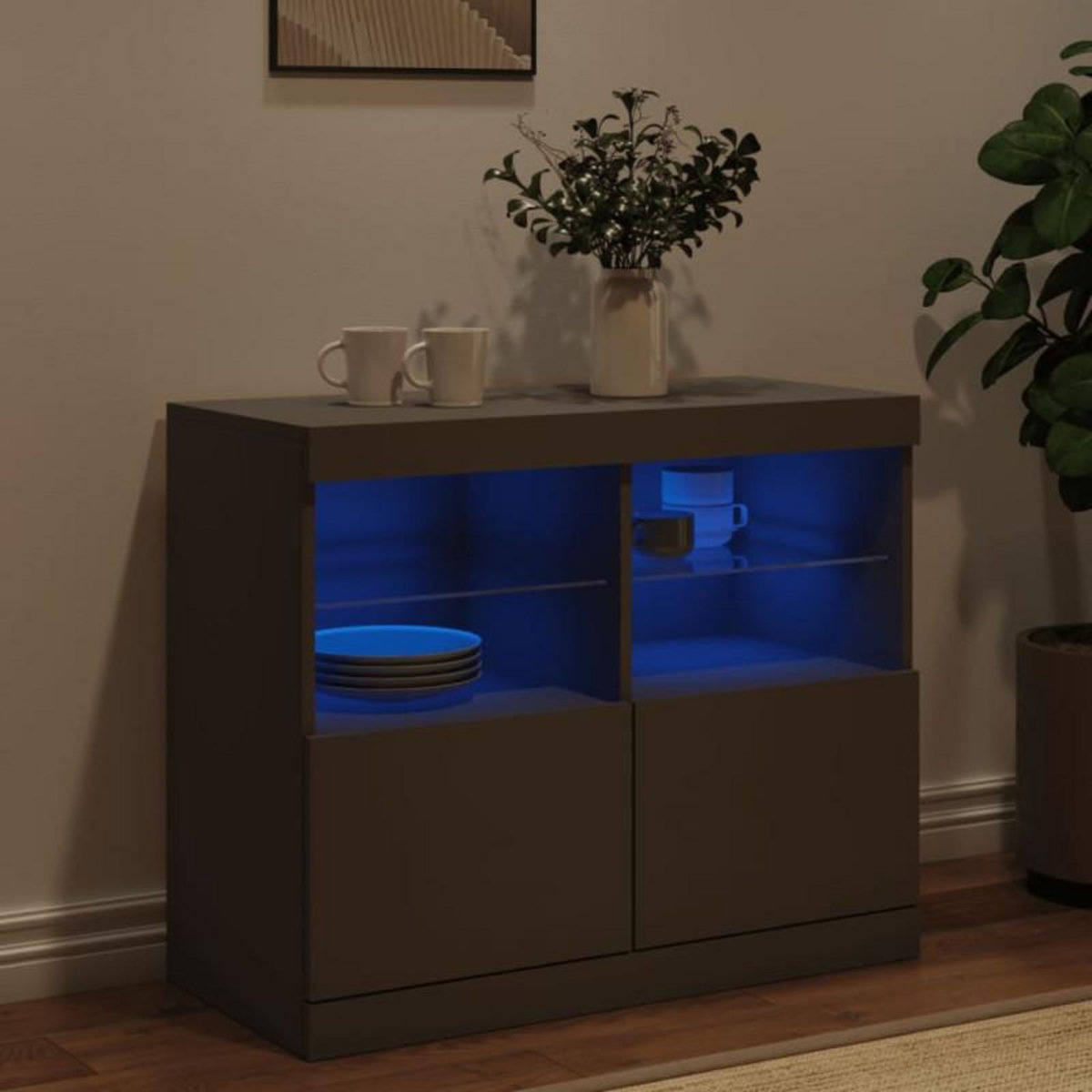 VIDAXL Buffet avec lumières LED noir 81x37x67 cm