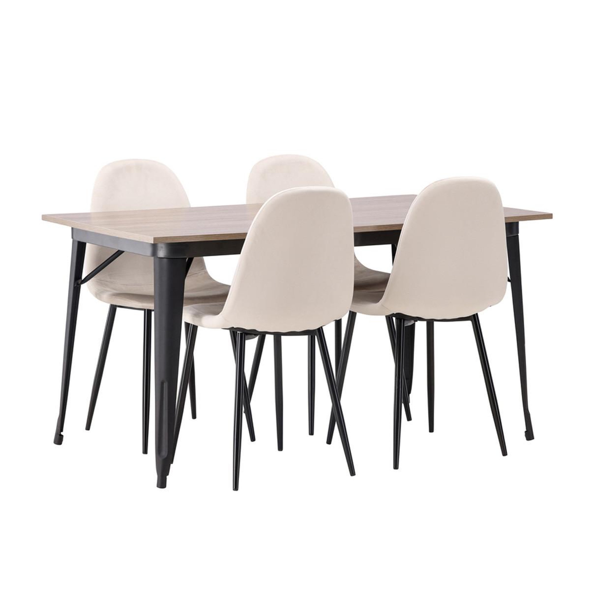 Paris Prix Ensemble table à manger & 4 chaises  tempe & polar  140cm naturel & beige