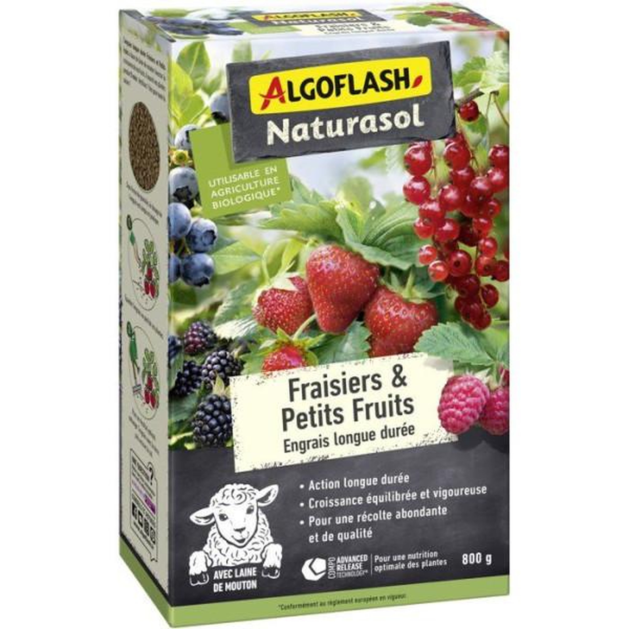 ALGOFLASH NATURASOL Engrais fraisiers et petits fruits - algoflash naturasol - longue durée - 800 g - uab