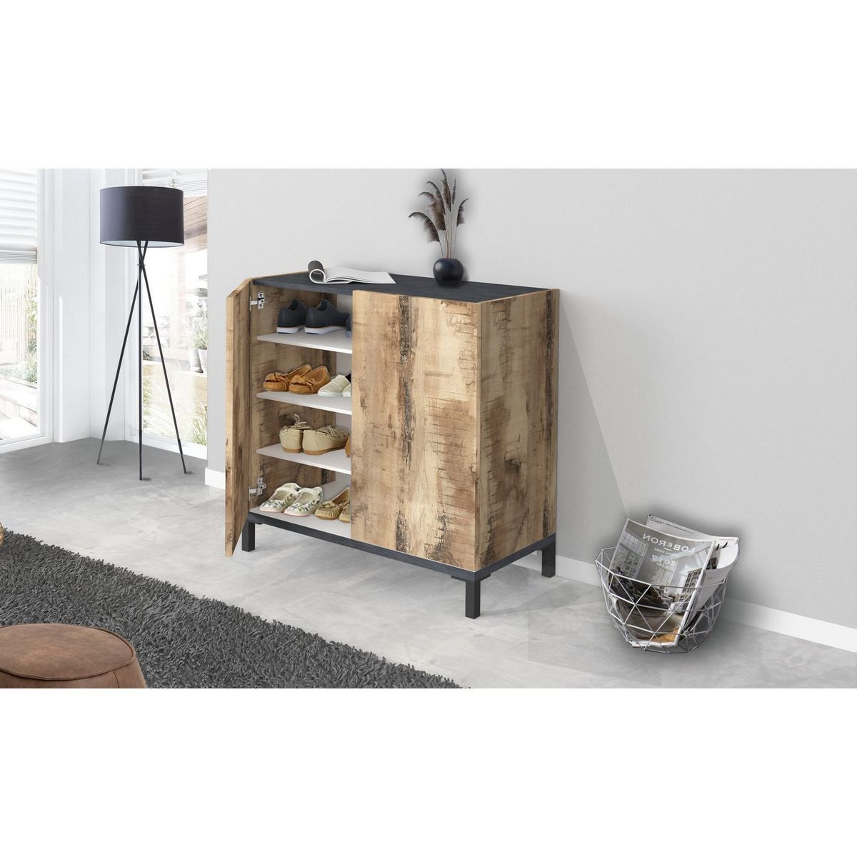 Meuble à chaussures 2 portes L80cm BARI