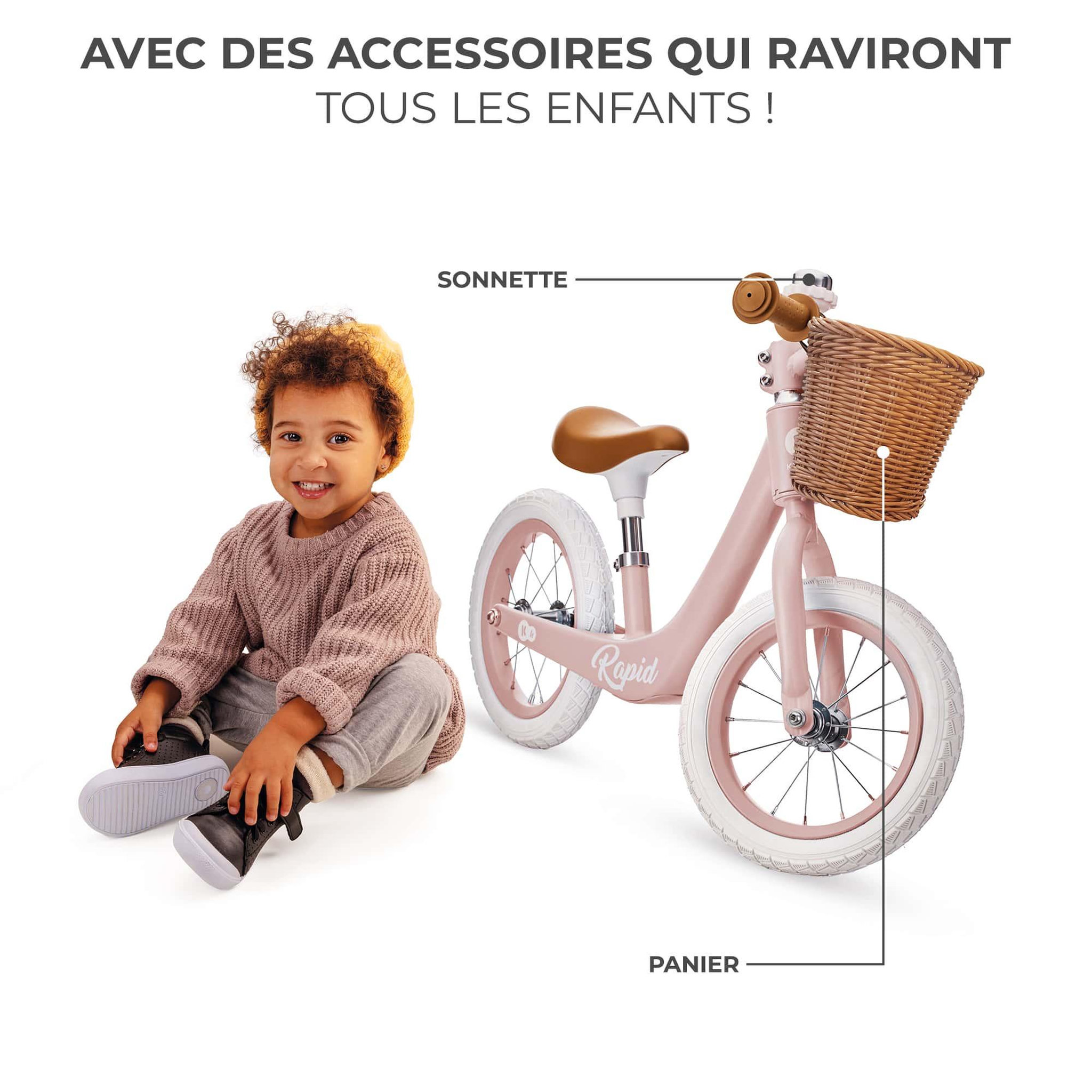Voir la diapositive 4 : KINDERKRAFT Draisienne rétro - vélo d'équilibre avec panier et clochette