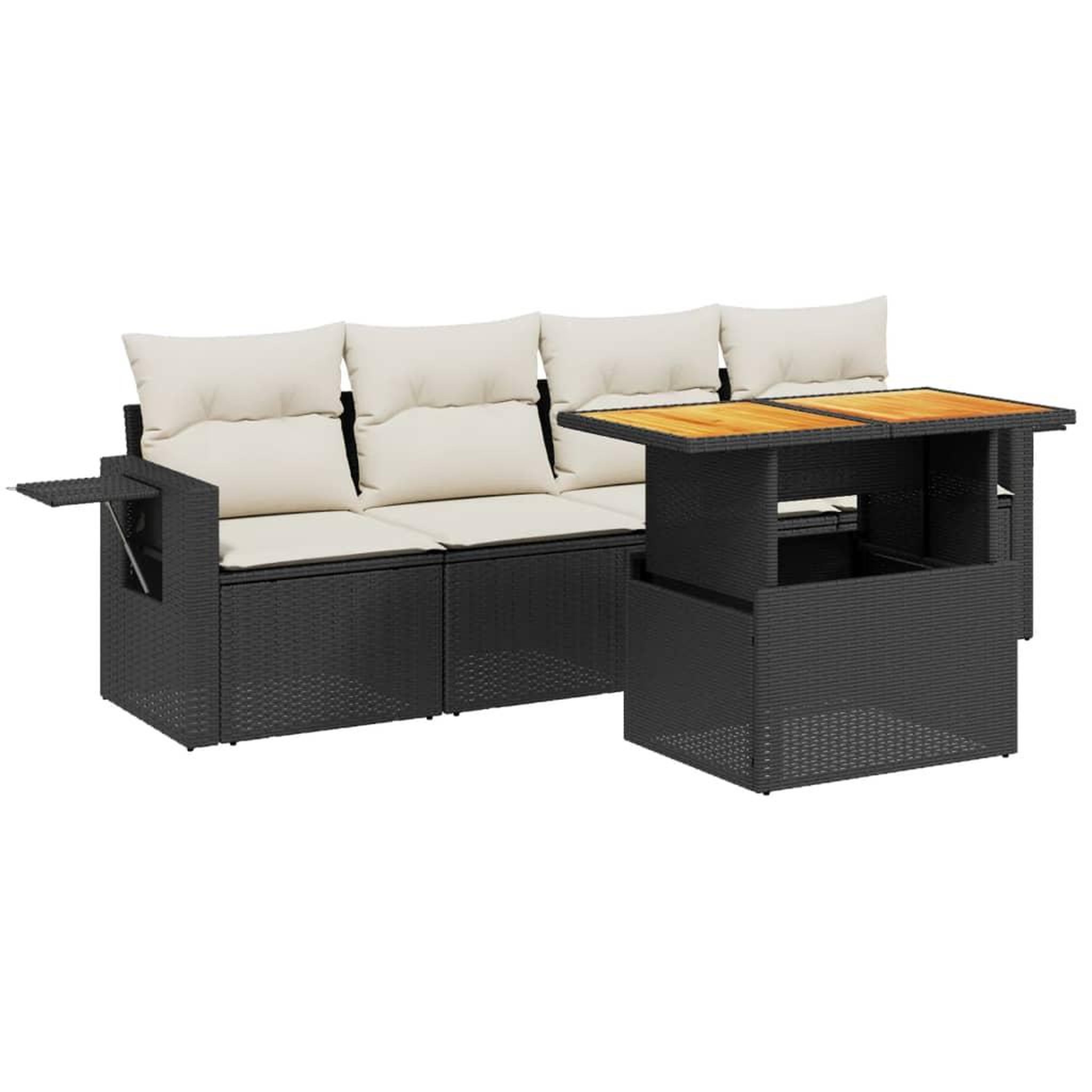 Voir la diapositive 2 : VIDAXL Salon de jardin 5 pcs avec coussins noir resine tressee