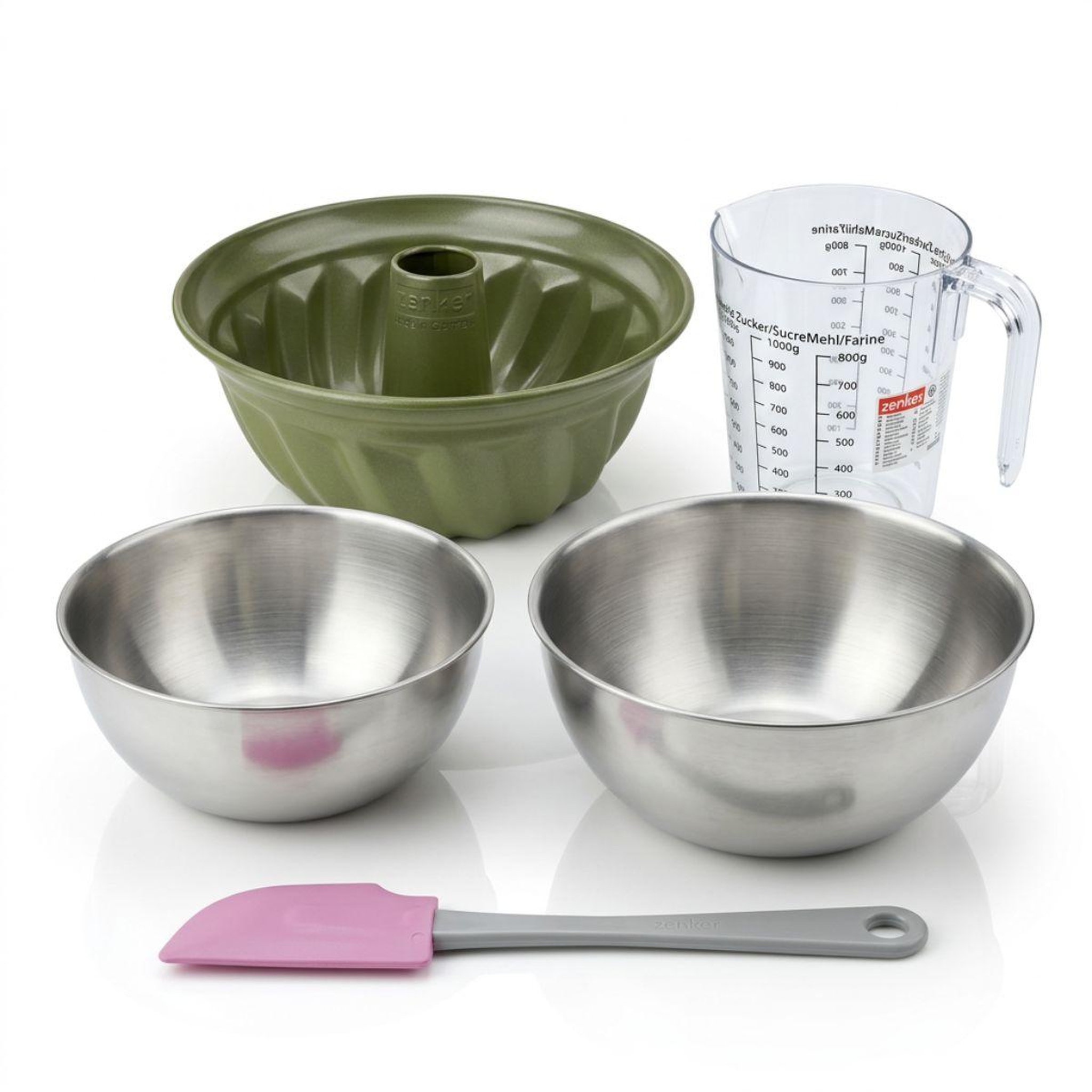 ZENKER Set de 5 ustensiles de pâtisserie moule à gâteaux bols spatule et verre doseur zenker green vision