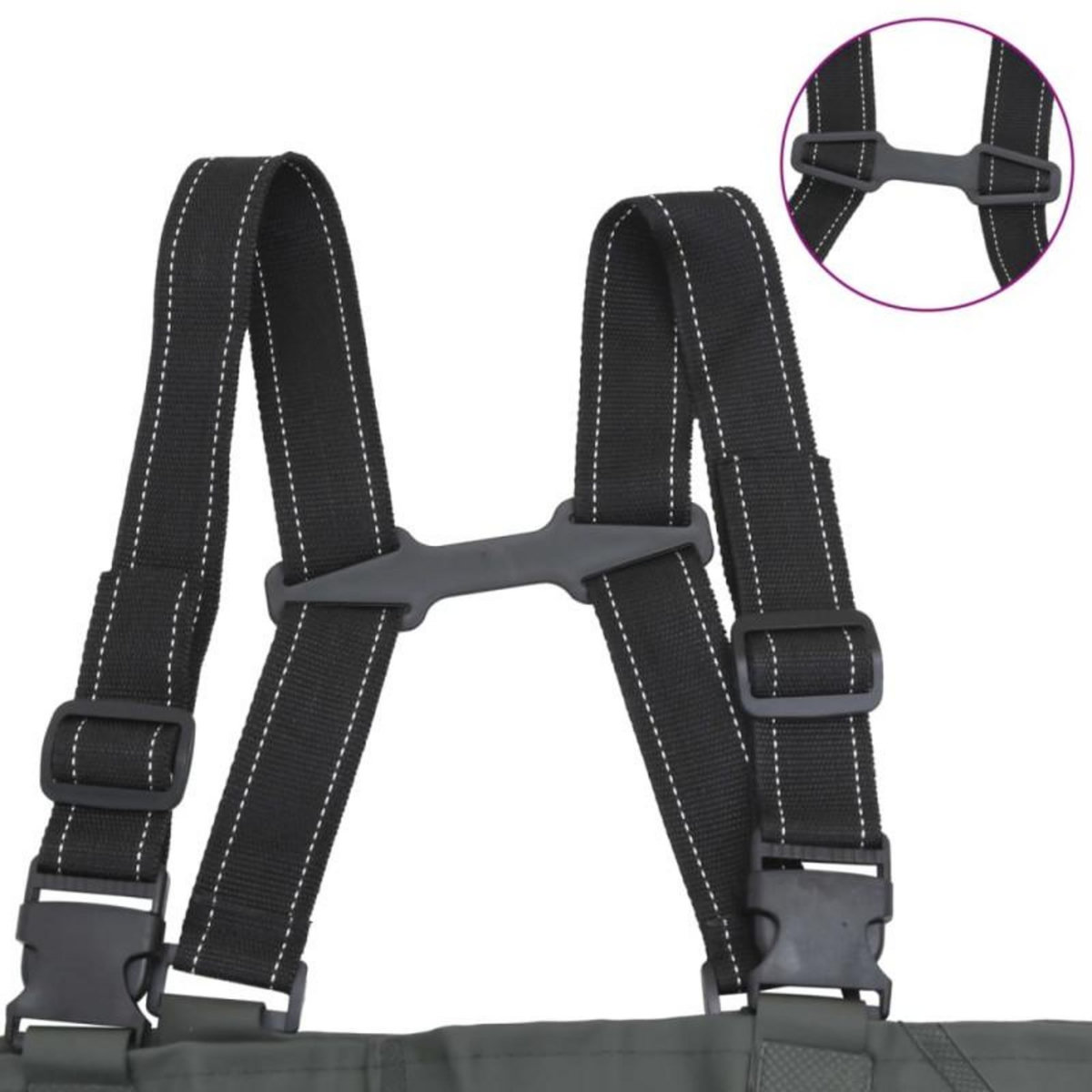 VIDAXL Cuissardes avec bottes et ceinture vert foncé taille 43