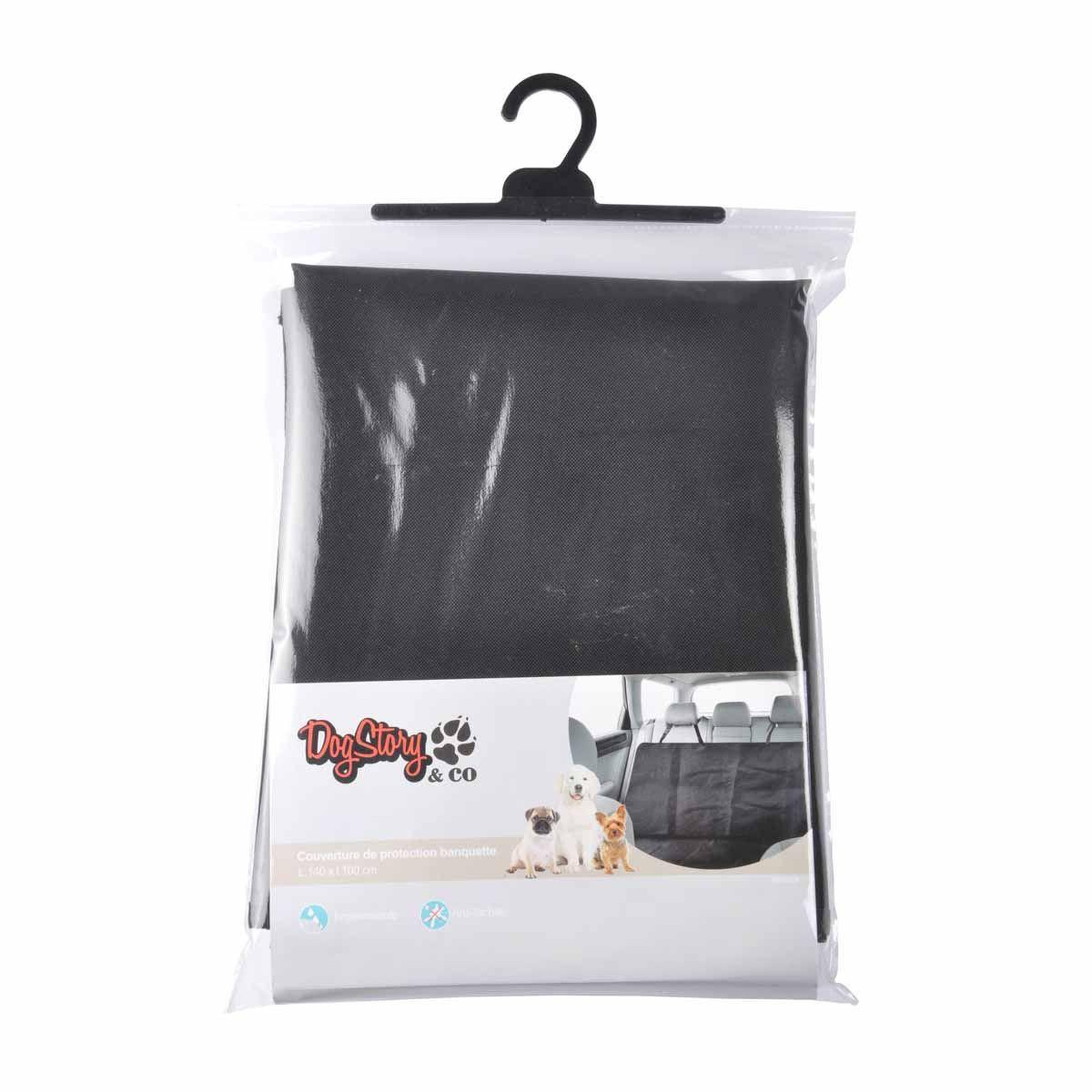 Voir la diapositive 2 : LOVE STORY Housse de protection chien  banquette auto  140cm noir