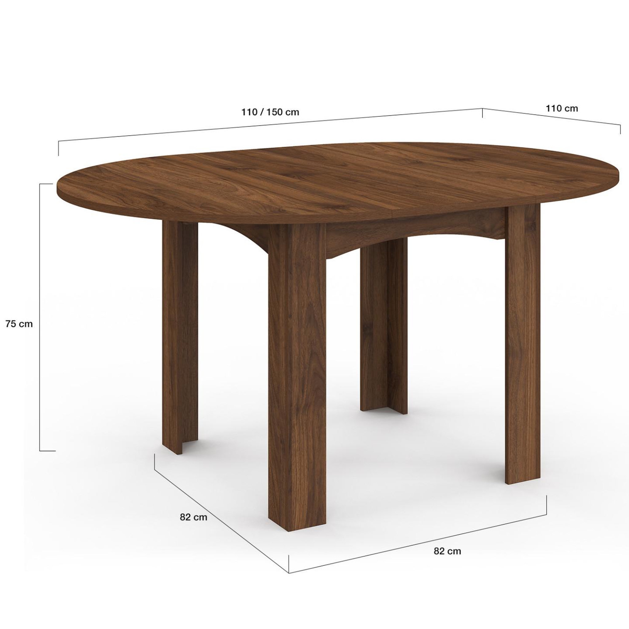 Voir la diapositive 5 : ID MARKET Table à manger extensible ronde dona 4-8 personnes noyer 110-150 cm