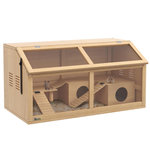 PAWHUT Cage hamster avec ventilation couvercle ouvrant et accessoires bois