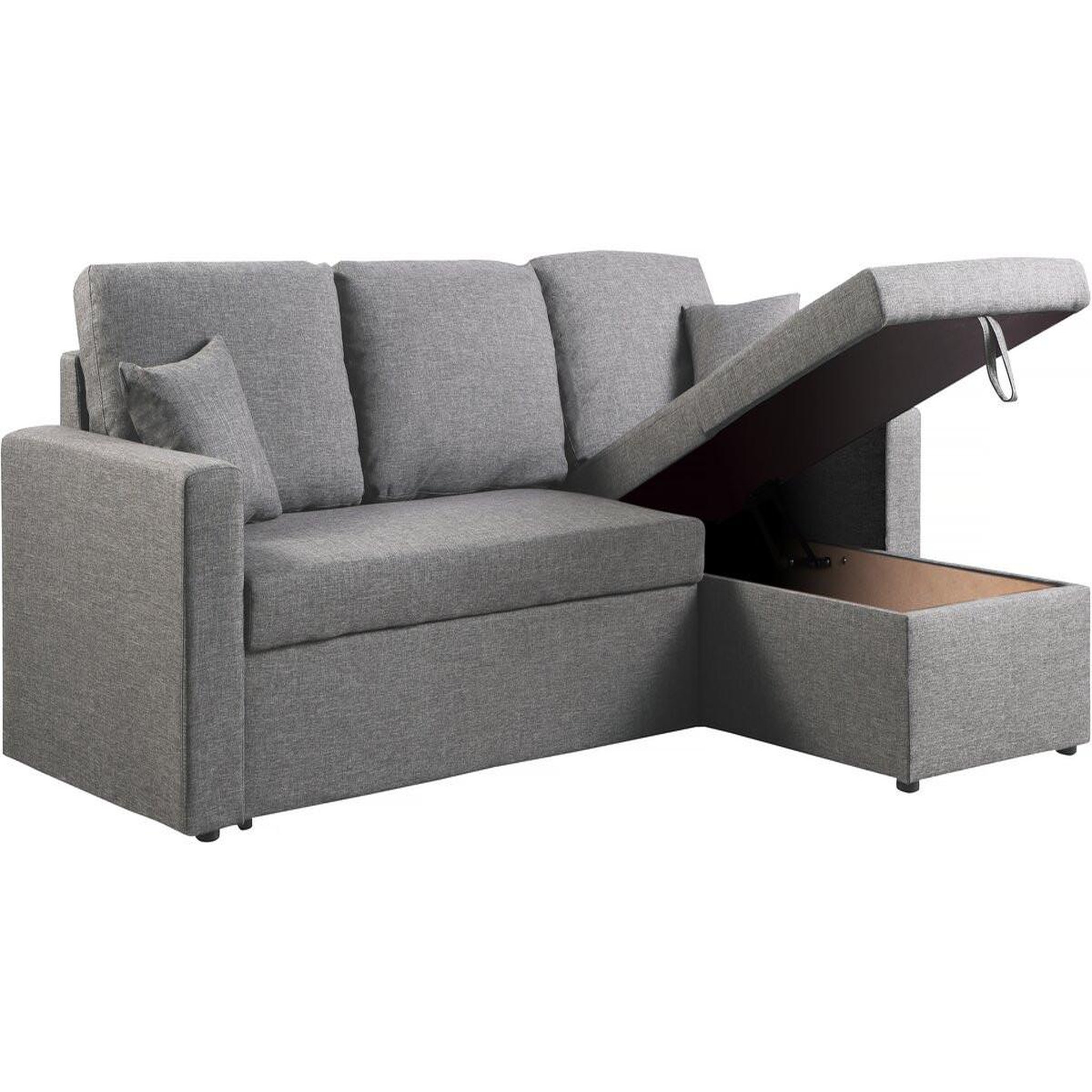 Habitat et Jardin Canapé d'angle convertible/ réversible avec coffre  alain ii  - 3 places - gris clair
