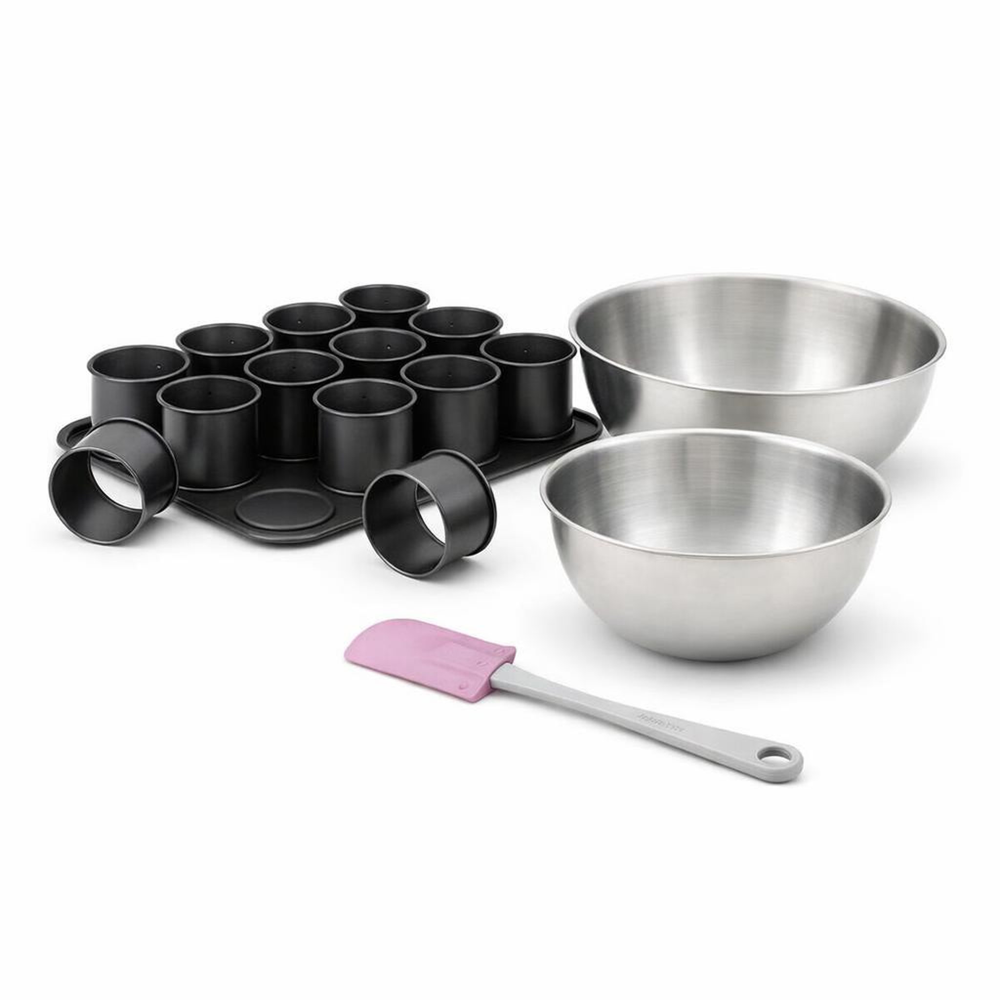 ZENKER Set de 4 ustensiles de pâtisserie moule à gâteaux 2 bols et spatule black mettallic black mettallic zenker  black mettallic