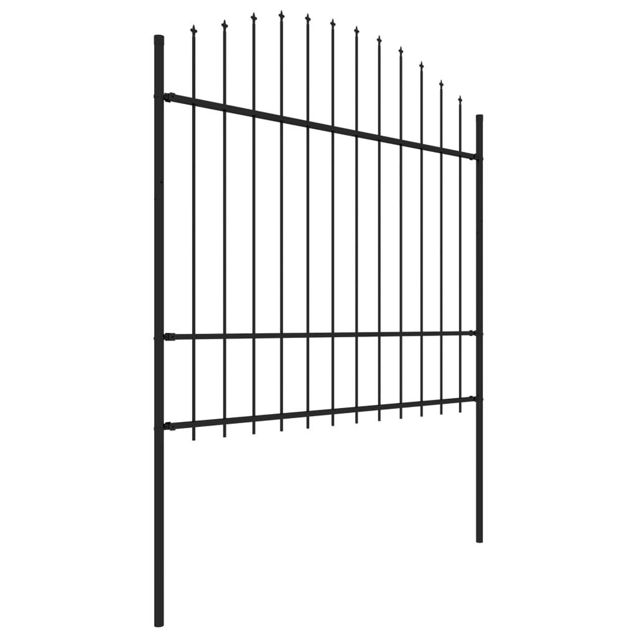 Voir la diapositive 3 : VIDAXL Cloture de jardin a dessus en lance Acier (1,5-1,75)x6,8 m Noir