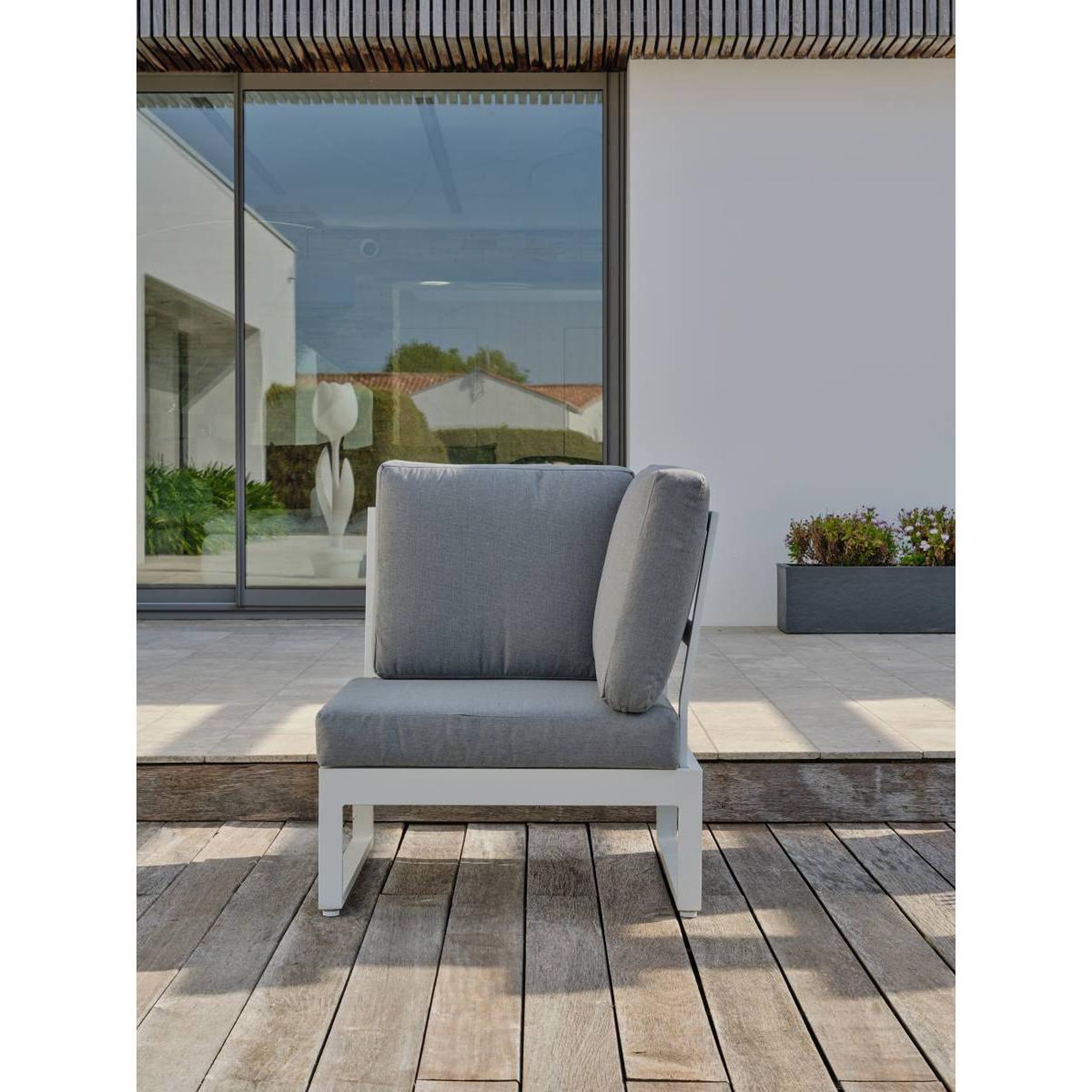 Voir la diapositive 6 : DCB GARDEN Salon d'Angle de Jardin 6 Places  Valencia  166cm Blanc